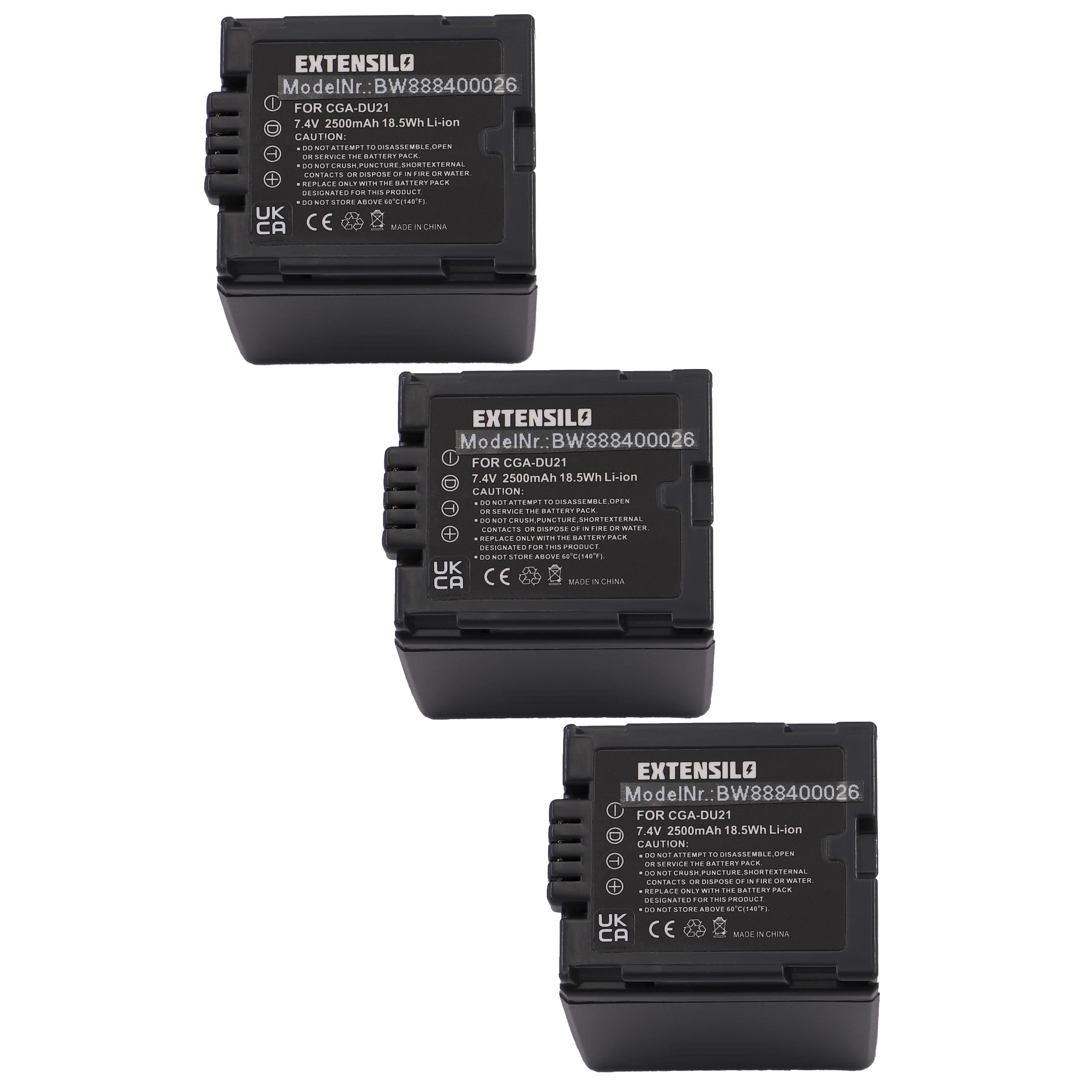 3x Battery replaces Hitachi DZ-BP21, DZ-BP14s, DZ-BP07s - 2500mAh, 7.4V, Li-Ion