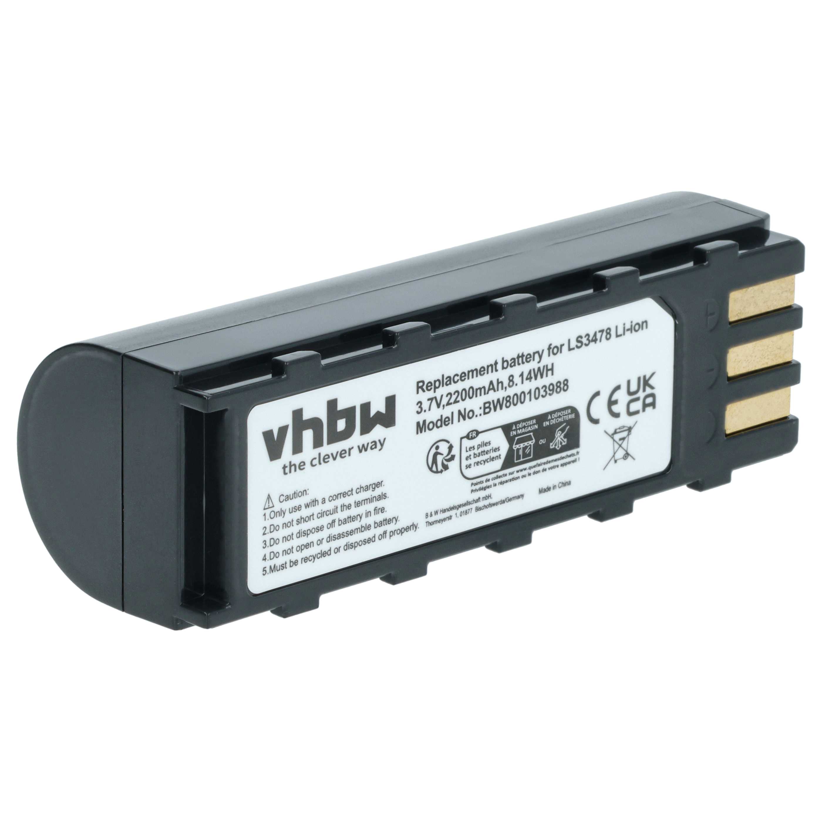 Batería reemplaza Leuze 50120448 para escáner código de barras (2200 mAh, 3,7 V, Li-Ion)