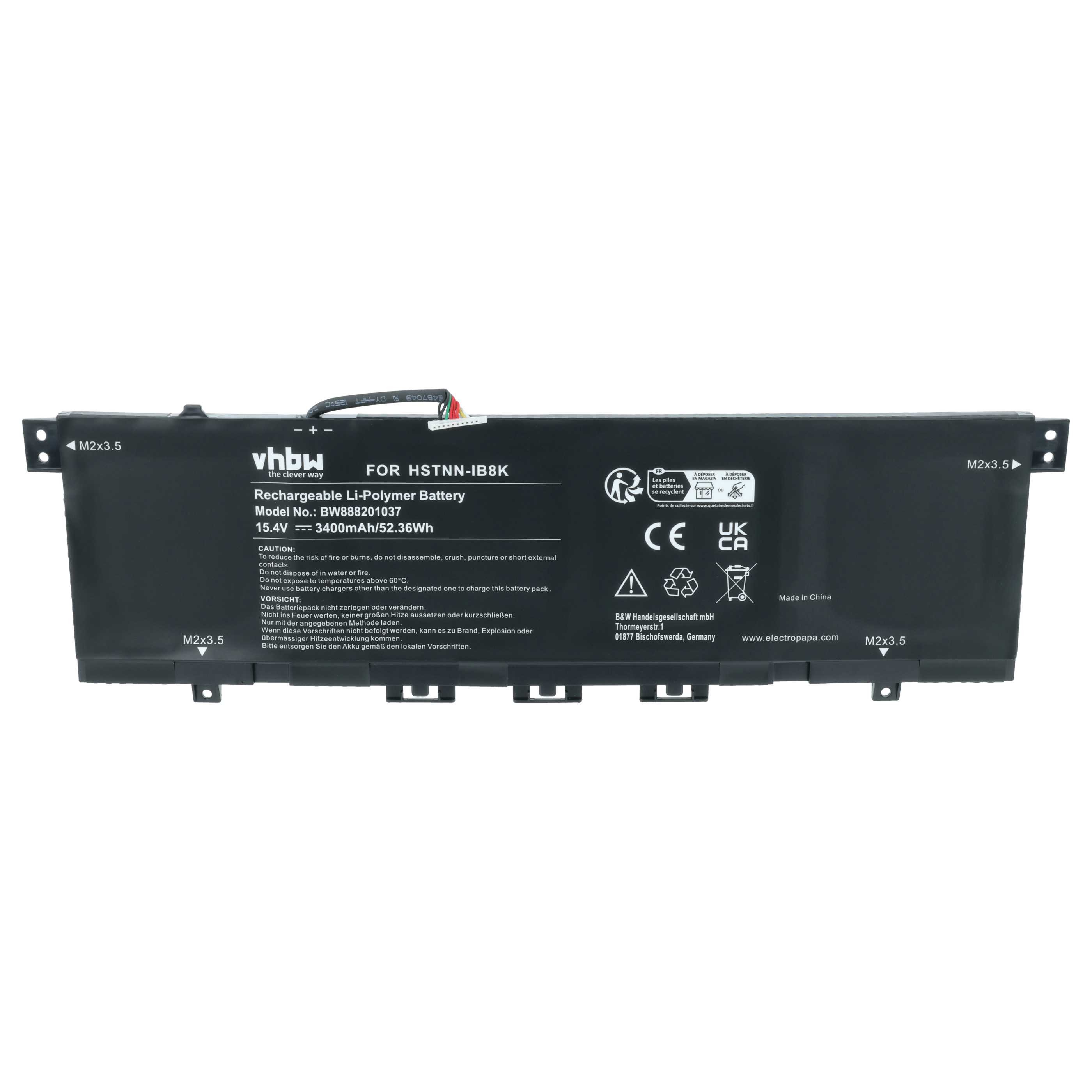 Akumulator do laptopa zamiennik HP HSTNN-IB8K, KC04XL, L08496-855, L08544-1C1 - 3400 mAh 15,4 V LiPo, czarny