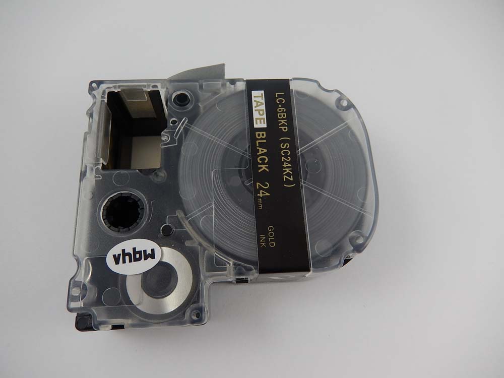 Label Tape as Replacement for Epson LC-6BKP - 24 mm Gold to Black