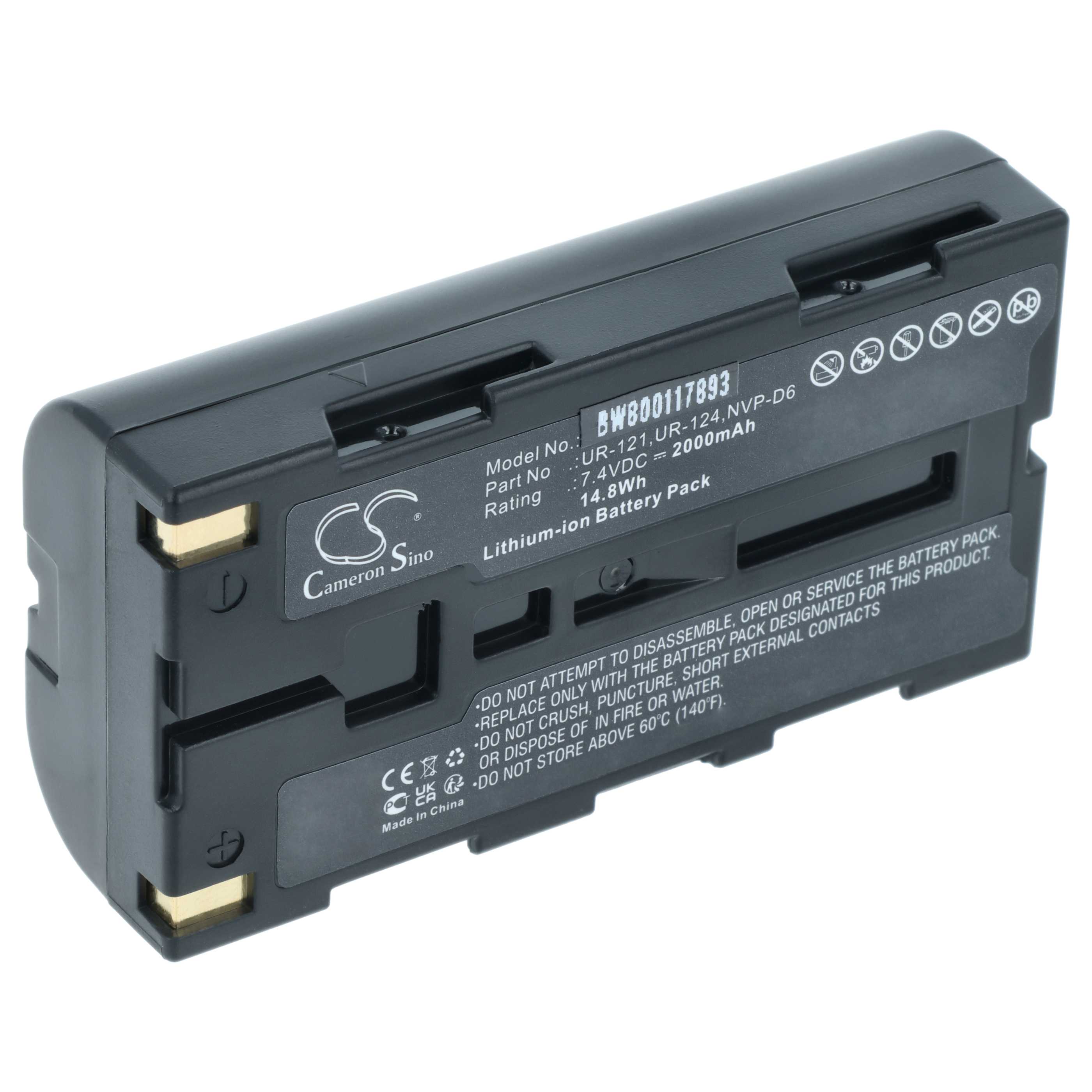 Battery replaces Sanyo UR-121D, UR-124D, UR-124, UR-121, NVP-D6 - 2000mAh, 7.4V, Li-Ion