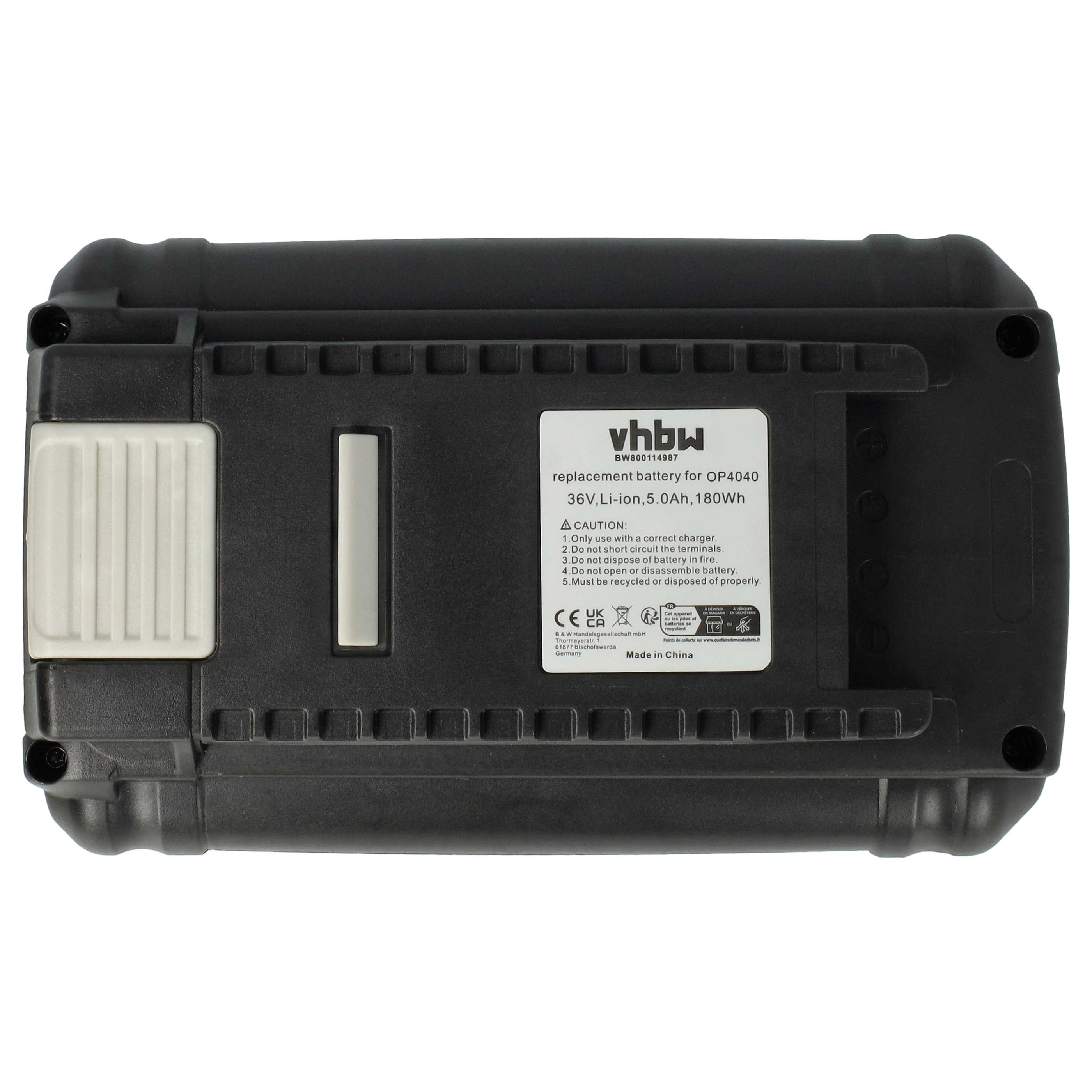 Battery replaces Ryobi BPL3626, BPL3626D, BPL3640, BPL3640D, BPL3650, 5133002166 - 5 Ah 36 V Li-Ion, black