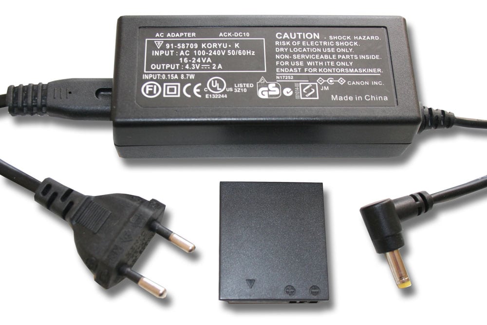 Power Supply replaces ACK-DC90 for Camera + DC Coupler as Canon DR-90 - 2 m, 4.3 V 1.5 A