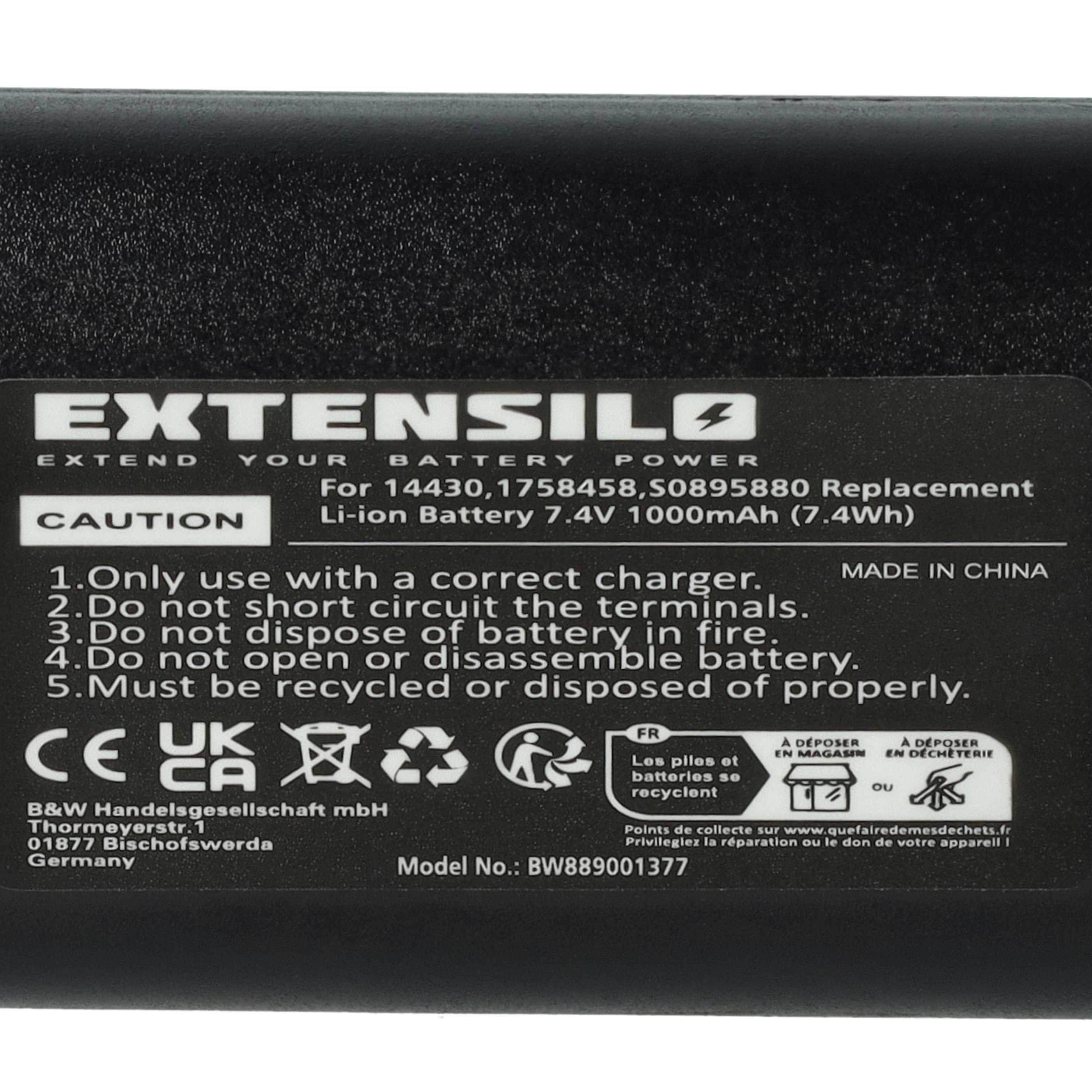 Printer 2x Battery replaces 3M W003688, S0895880 - 1000 mAh 7.4 V Li-Ion