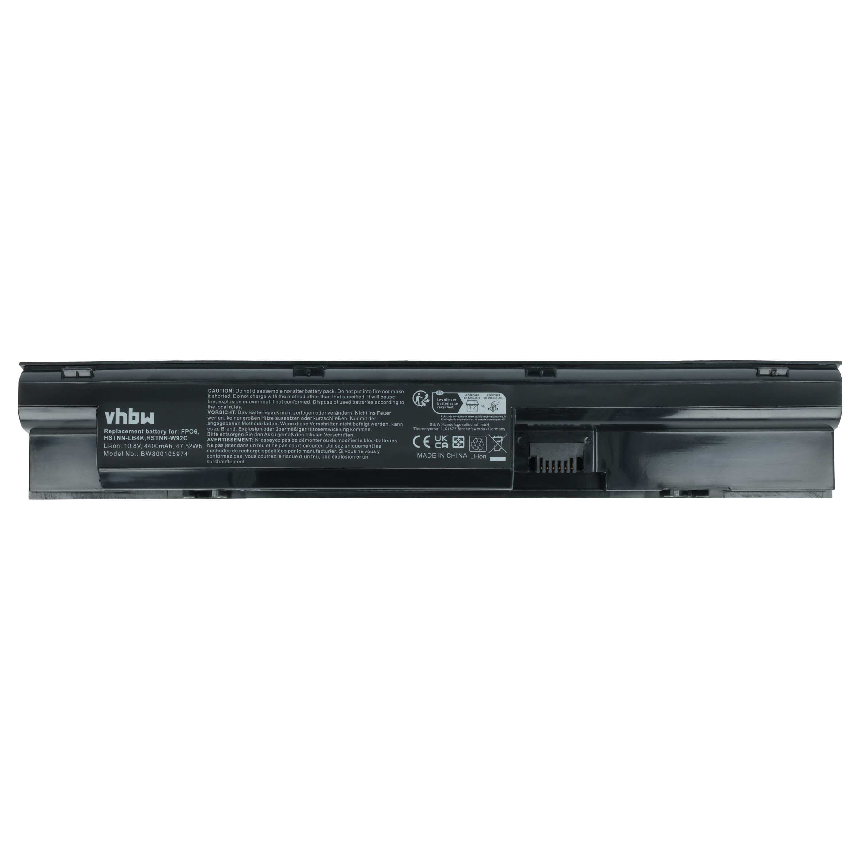 Batteria sostituisce HP 707616-851, 707616-141, 3ICR19/65-3 per notebook - 4400mAh 10,8V Li-Ion nero