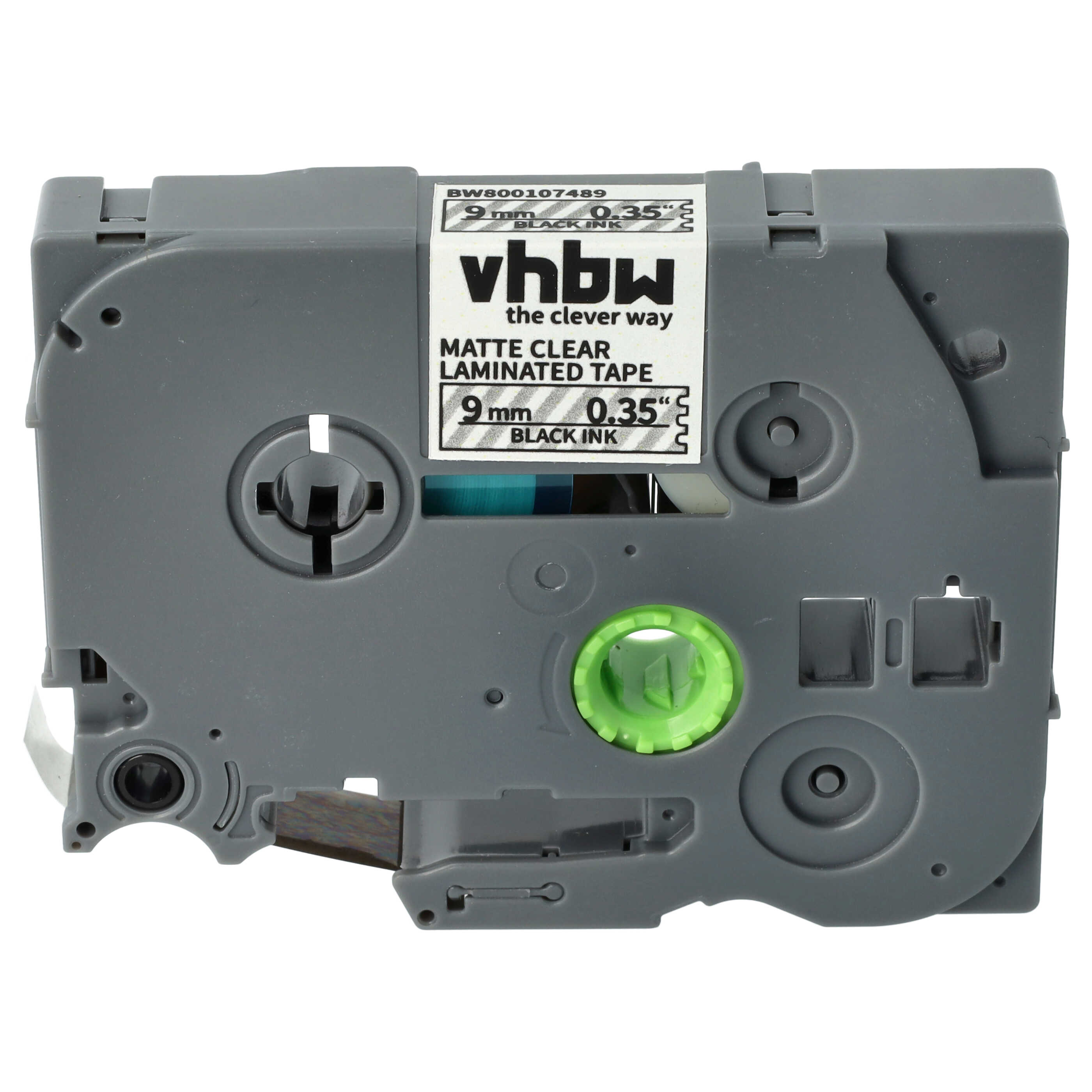 Label Tape as Replacement for Brother TZ-221, TZE-221 - 9 mm Black to Matt-Transparent
