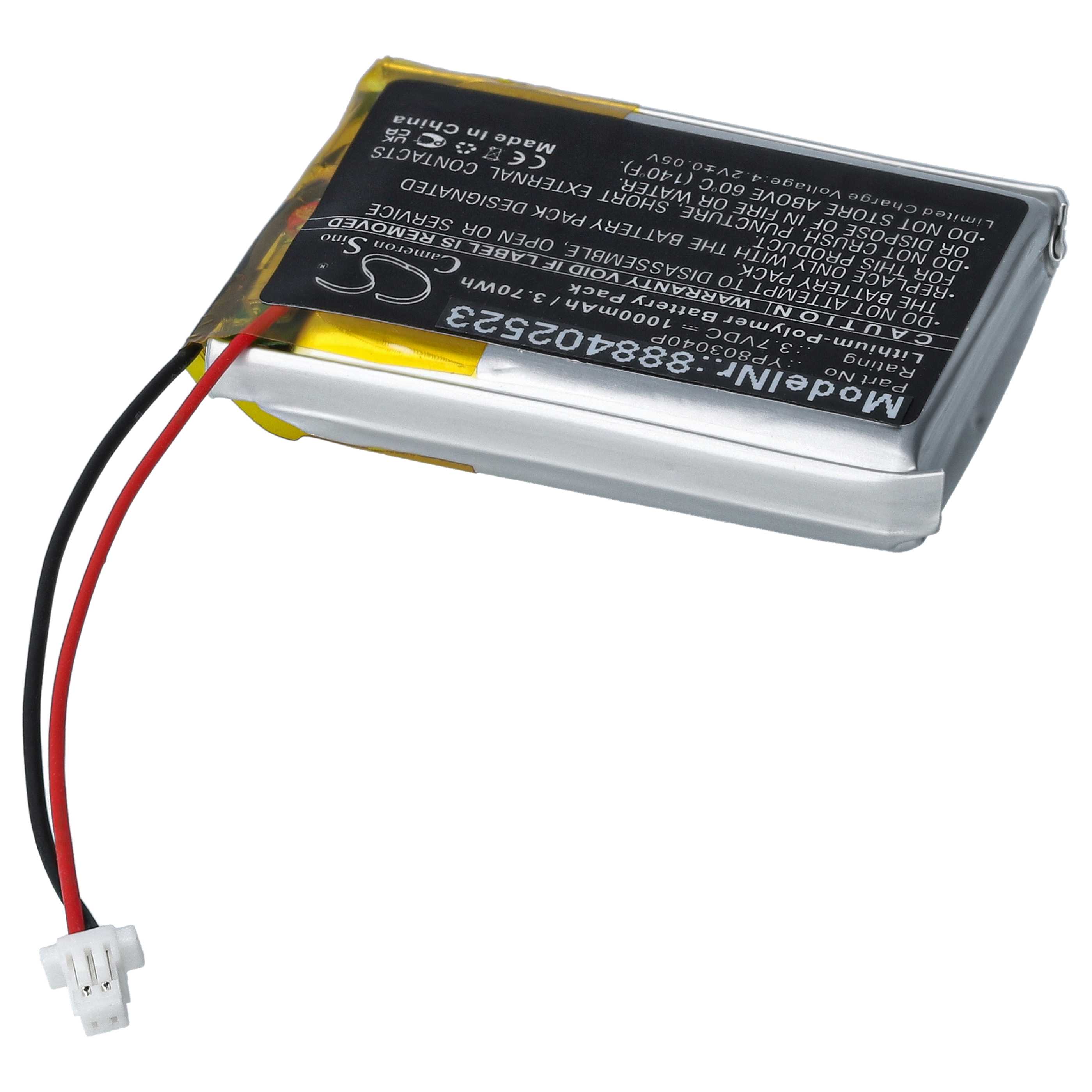 Videocamera 2x Battery replaces Sena YP803040P - 1000 mAh 3.7 V Li-polymer