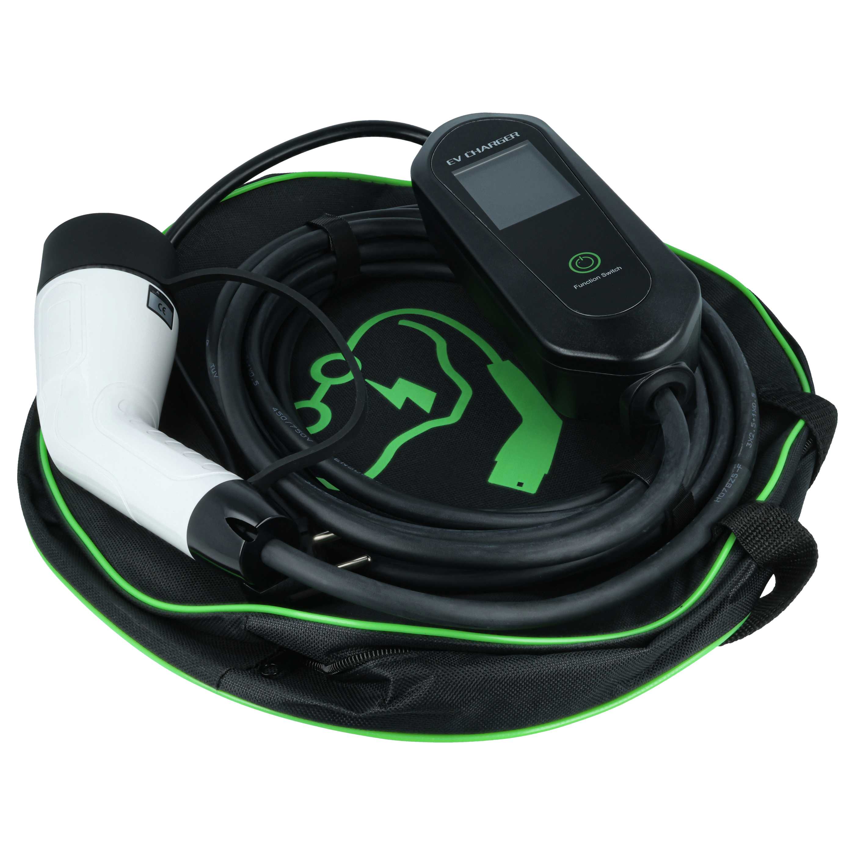 Charging Cable - Type 2 to Euro Socket Cable, Single-Phase, 16 A, 3.5 kW, 7 m