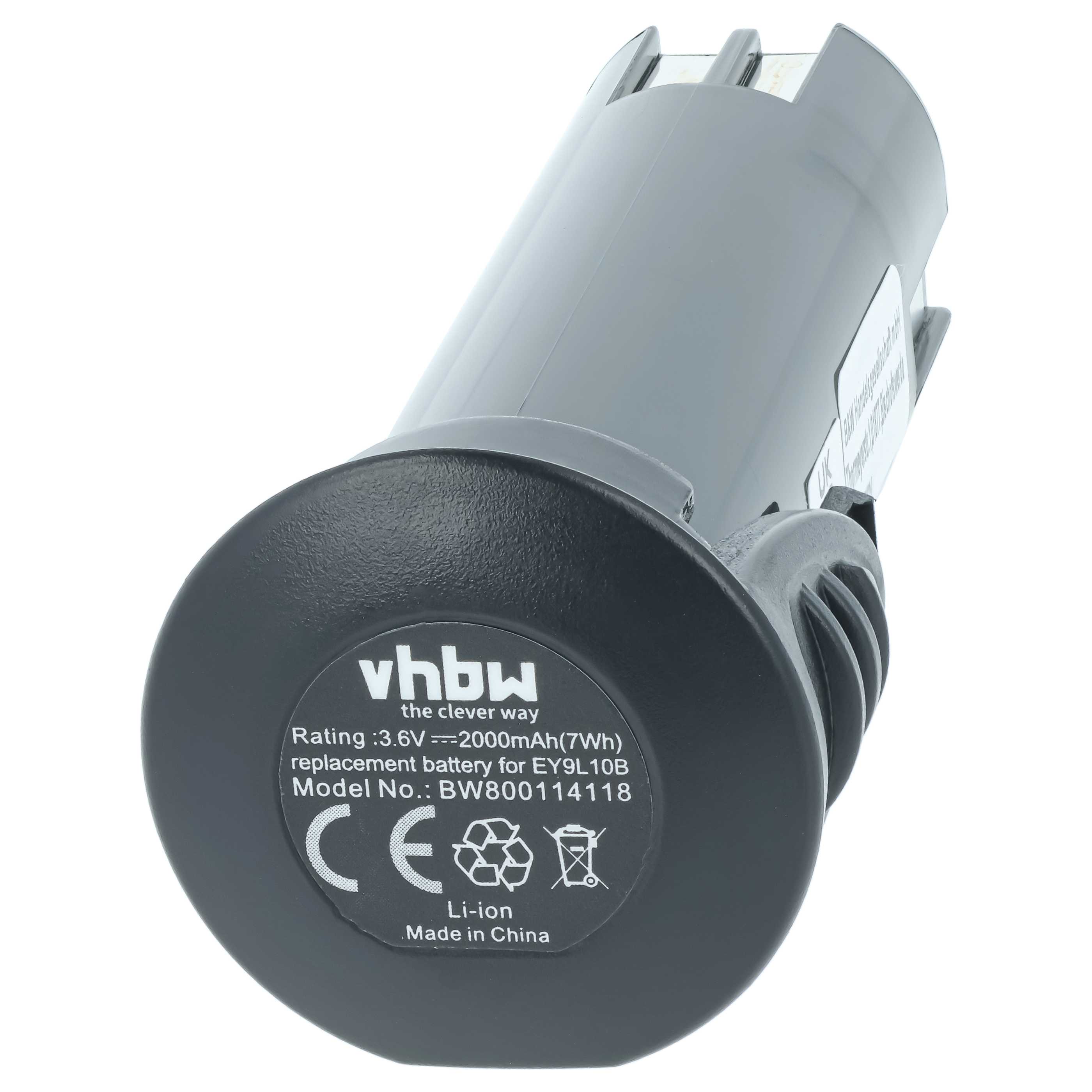 3x Battery replaces Panasonic EZ9L10, EY9L10B Electric Power Tool - 2000 mAh, 3.6 V, Li-Ion