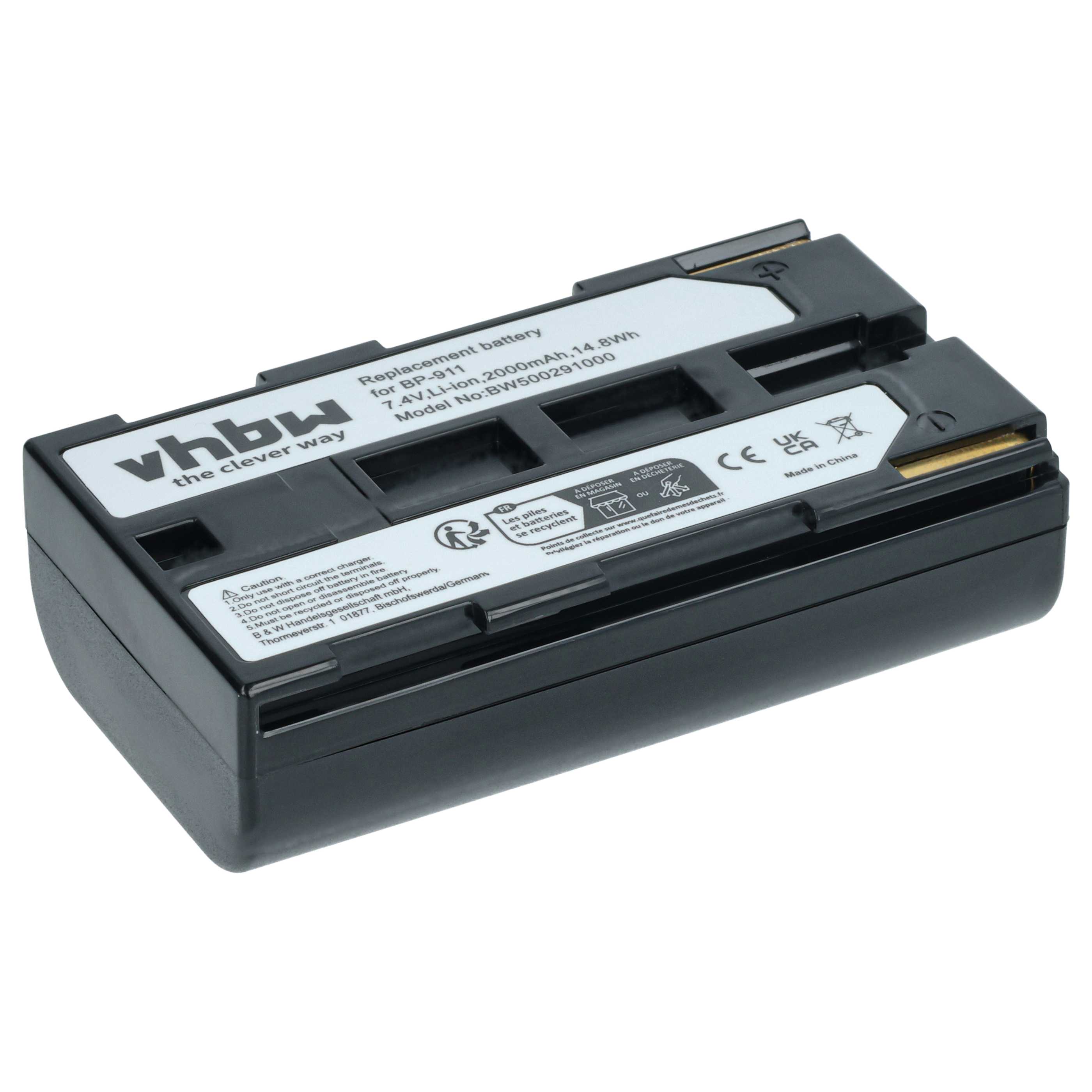 Videocamera 2x Battery replaces Canon BP-927, BP-930, BP-915, BP-924, BP-911, BP-914 - 1300 mAh 7.2 V Li-Ion