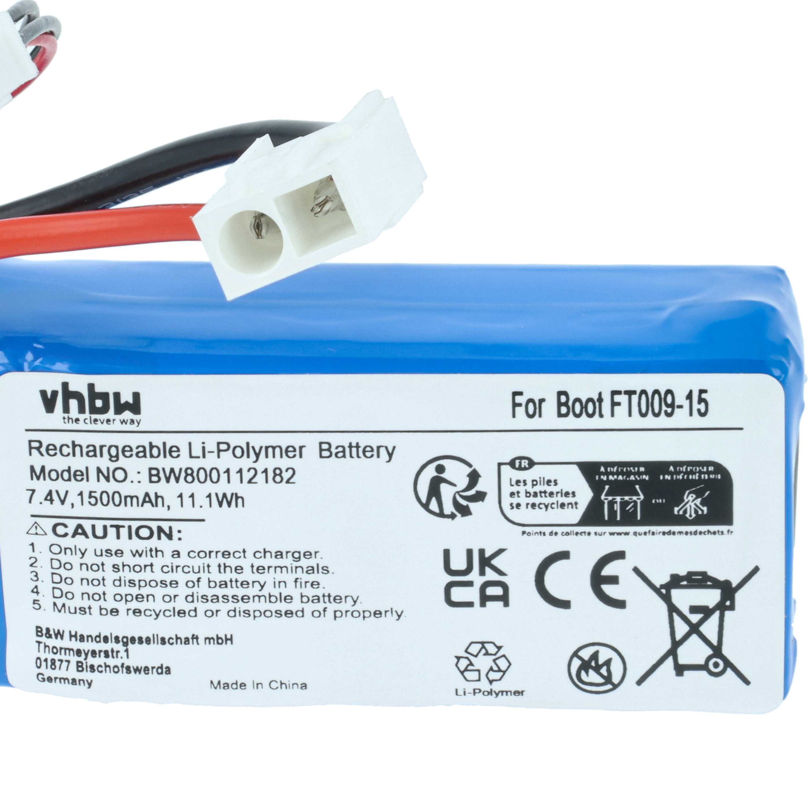 Model Making Device Battery Replacement for Revell 44140 - 1500 mAh 7.4 V Li-polymer, Mini JST-Plug