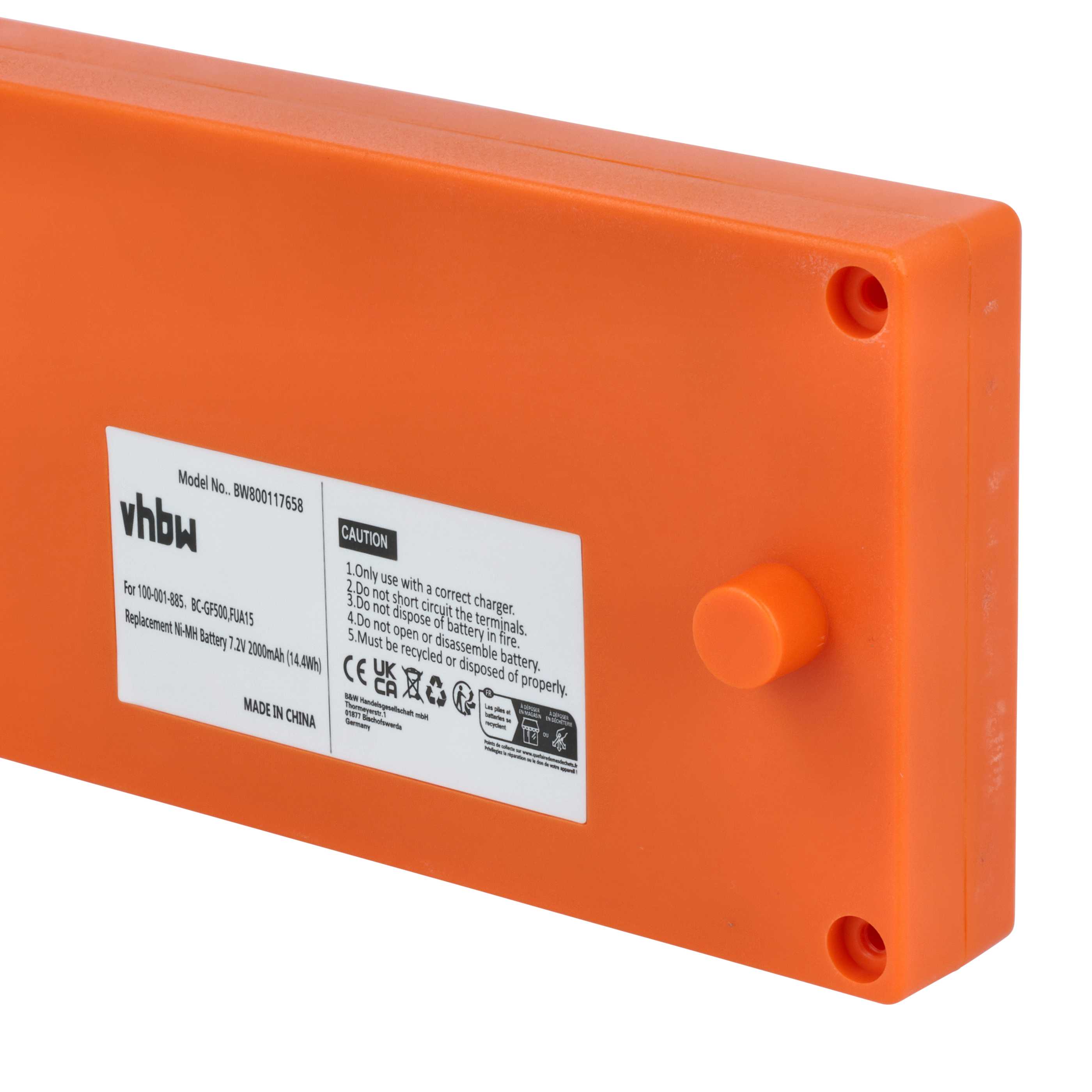 Batterie (2 pièces) remplace Gross Funk FUA50, BC-GF500, 100-001-885, FUA15 - 2000mAh 7,2V NiMH