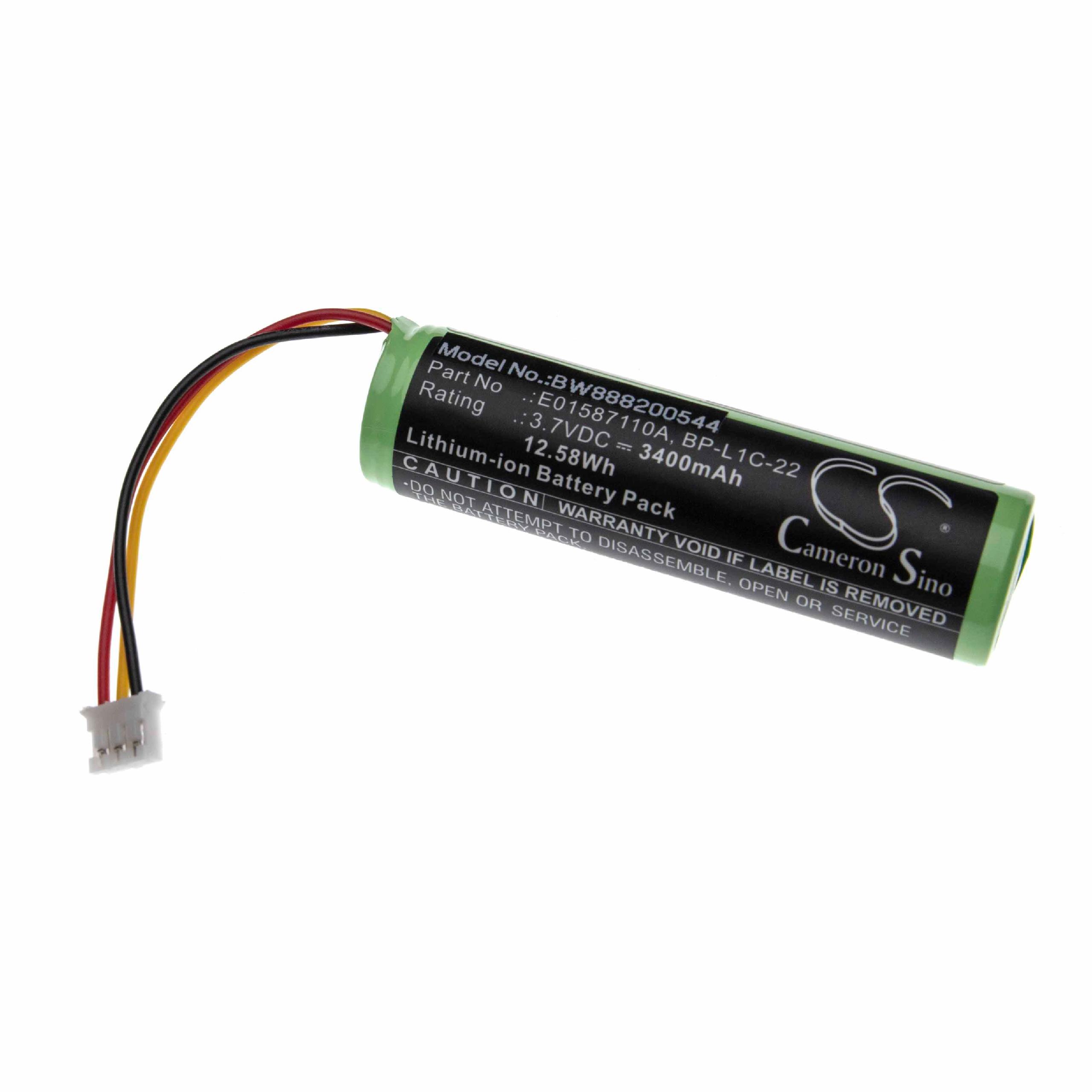 MP3-Player Battery Replacement for Tascam E01587110A, BP-L1C-22 - 3400mAh 3.7V Li-Ion