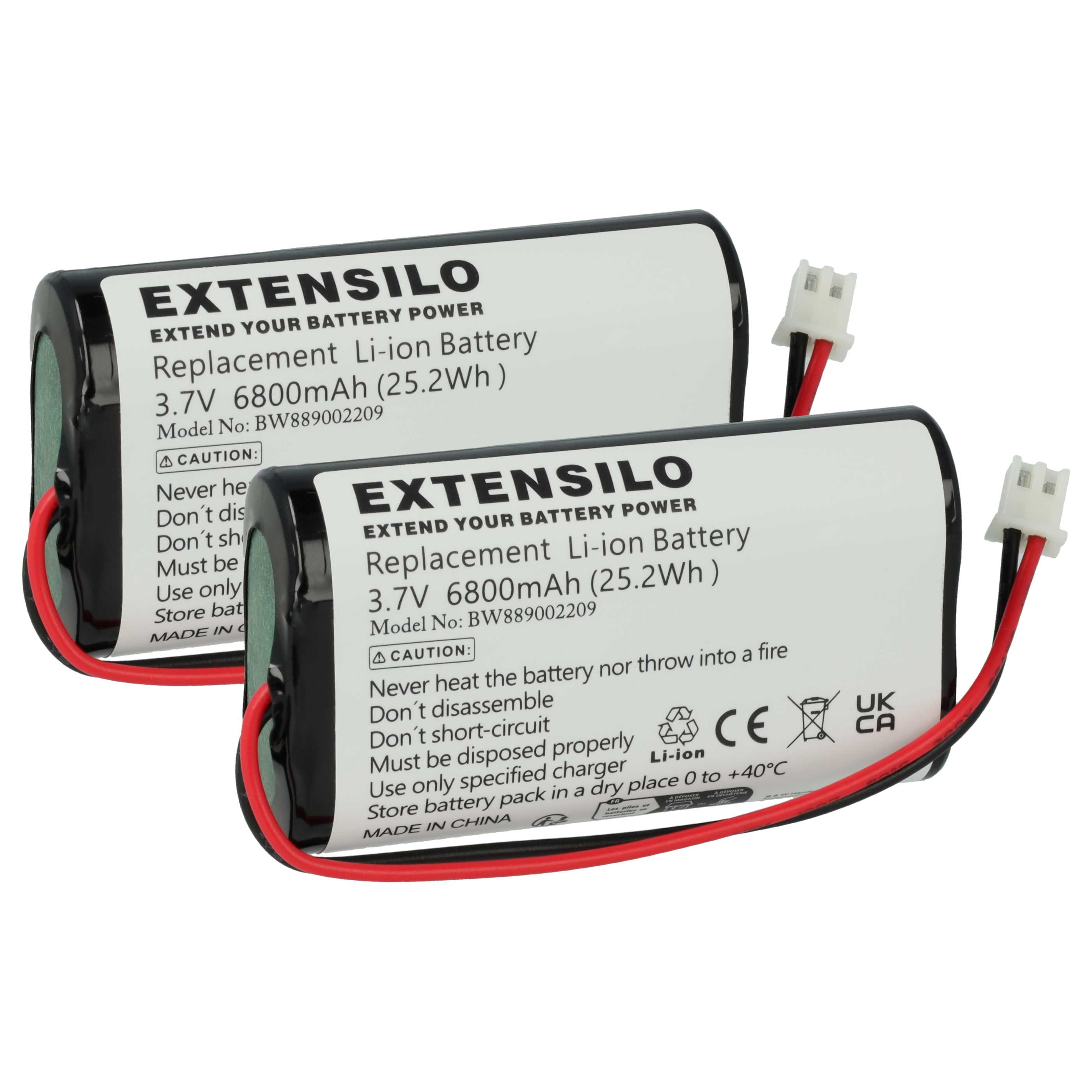 2x Batteria per Sigor Nuindie, Numotion, Villeroy & Boch Seoul 2.0, Zafferano Poldina - 6800mAh 3,7V Li-Ion