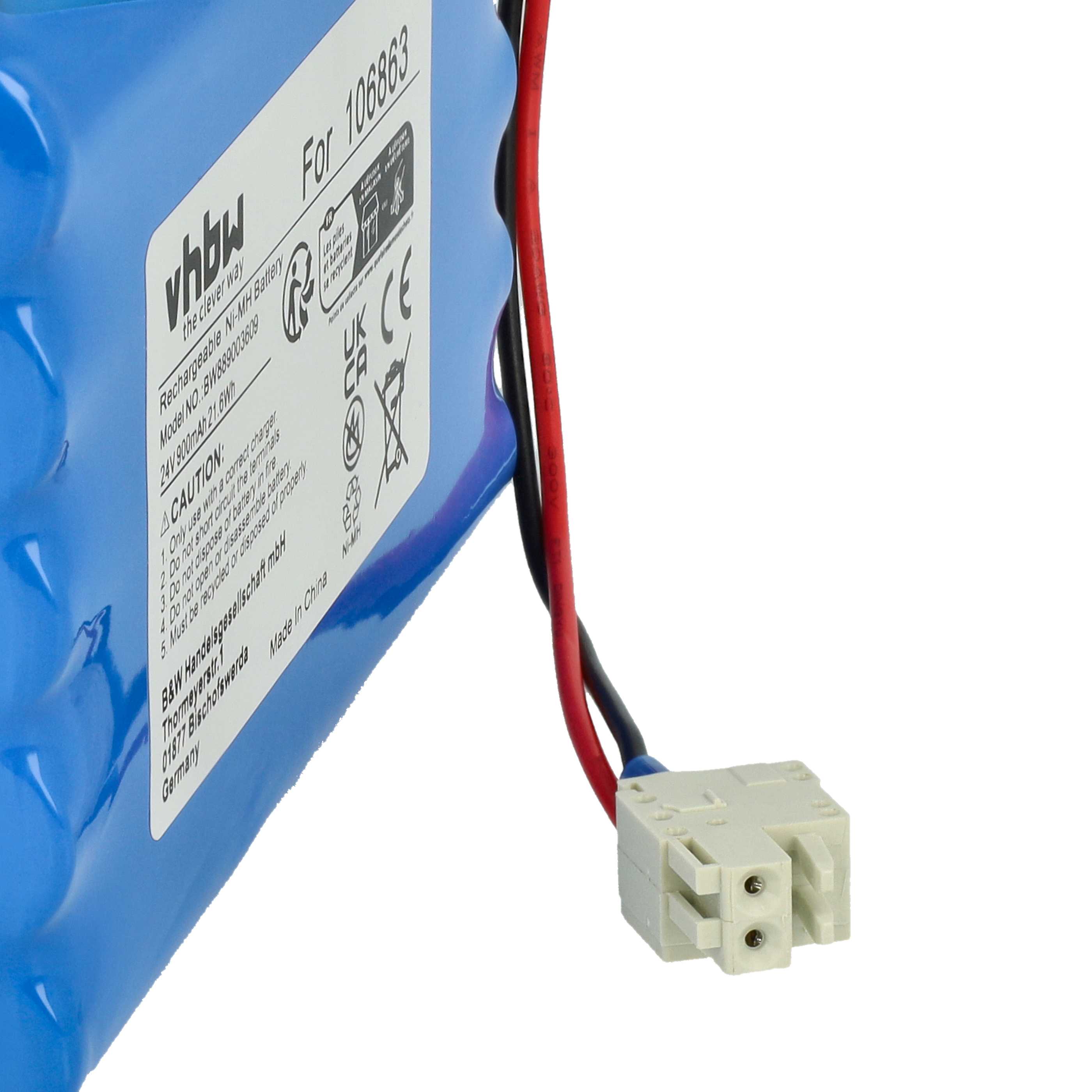 4x Batteries remplace Geze 25020, 106863, 20KR15/48 pour porte coulissante électrique Geze - 0,9Ah 24V NiMH