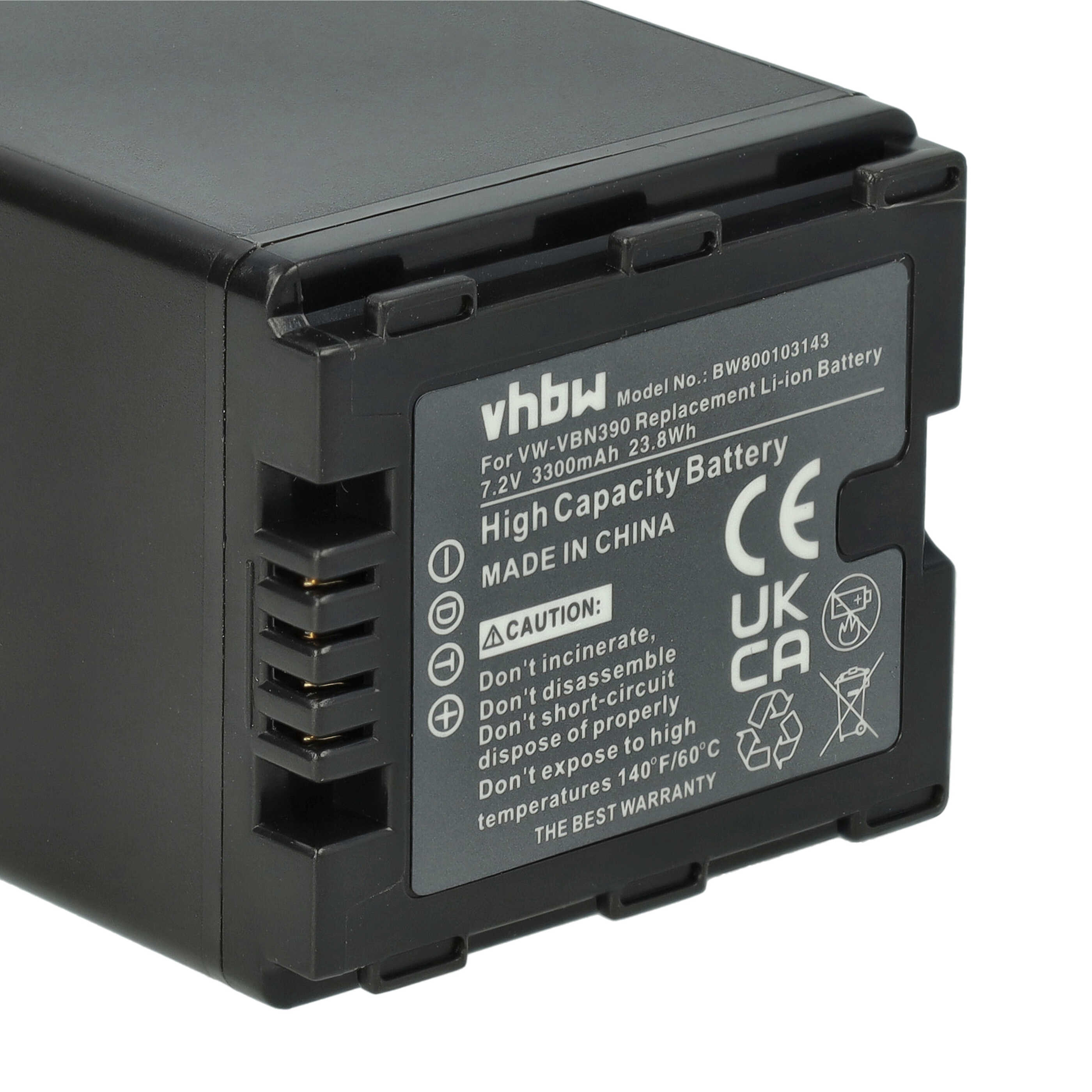 Videocamera 2x Battery replaces Panasonic VW-VBN260E-K, VW-VBN260E, VW-VBN260 - 3300 mAh 7.2 V Li-Ion