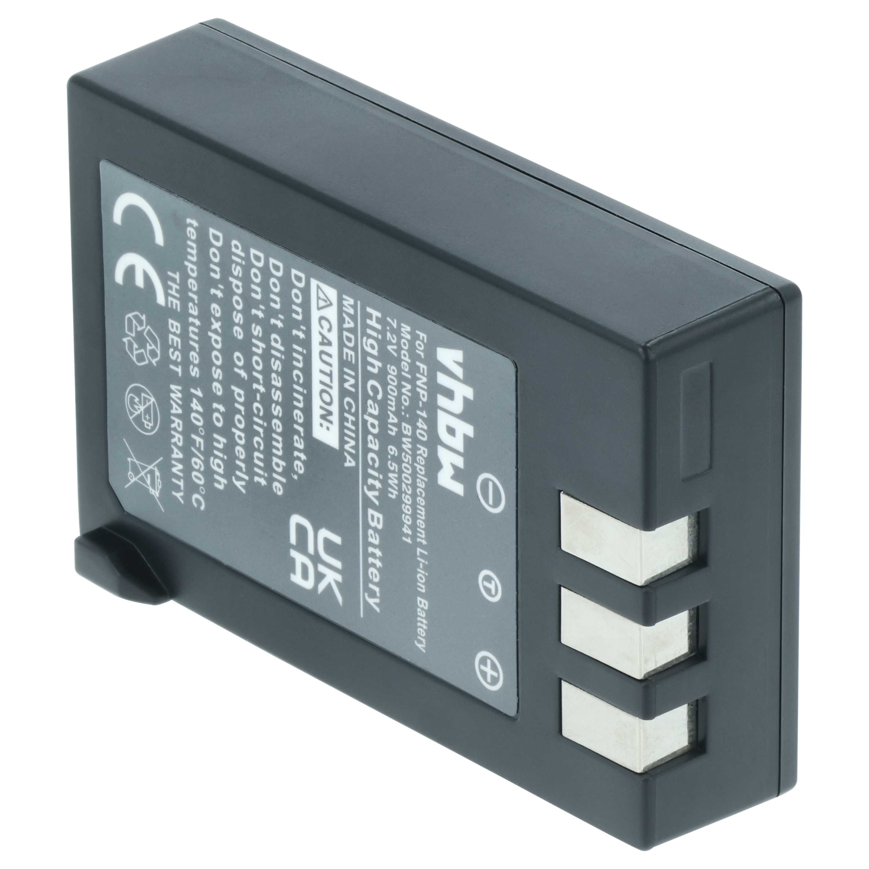 3x Battery replaces Fujifilm NP-140 - 900mAh, 7.2V, Li-Ion