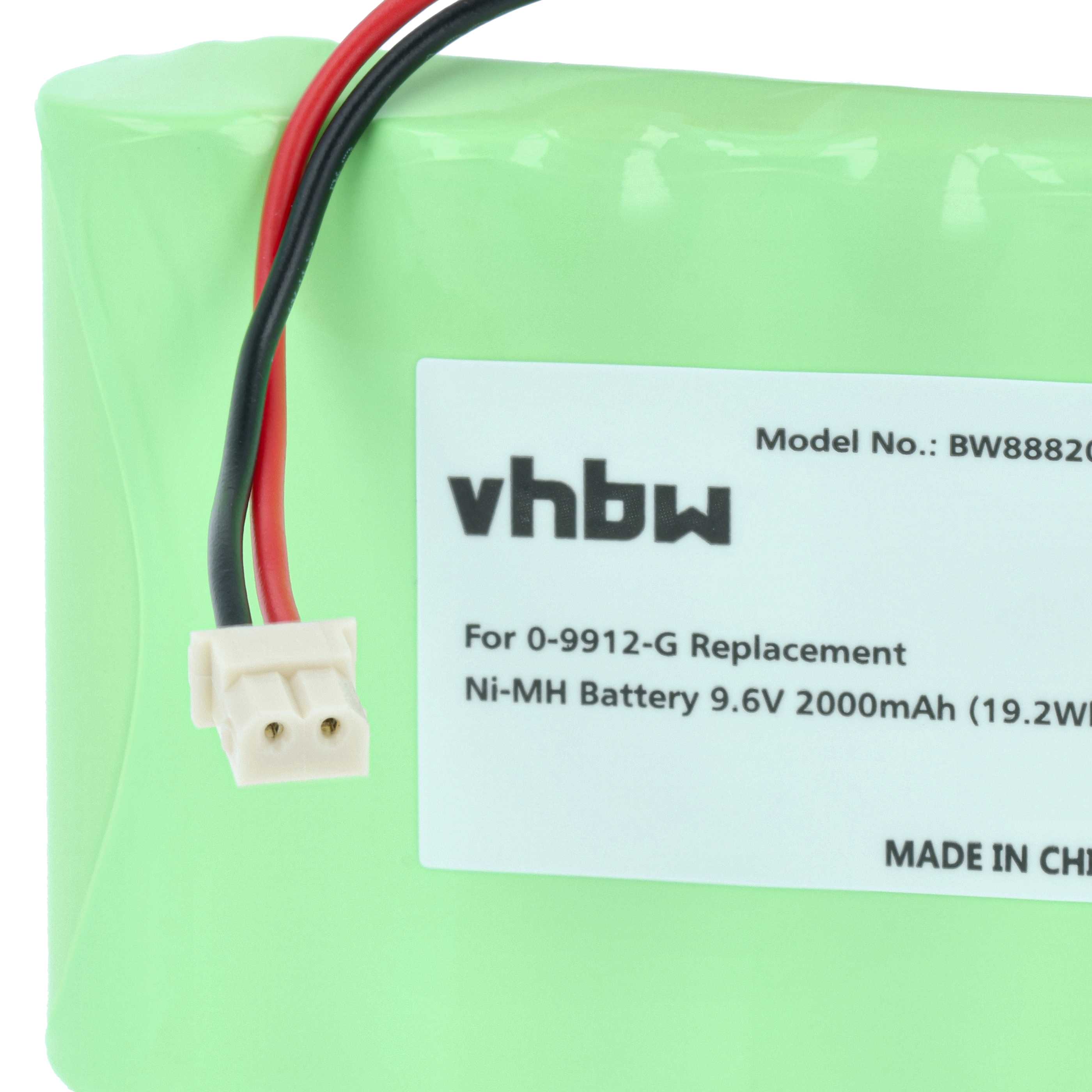 Batterie remplace Visonic 0-9912-G, 100729, 103-300672 pour centrale d'alarme Visonic - 2000mAh 9,6V NiMH