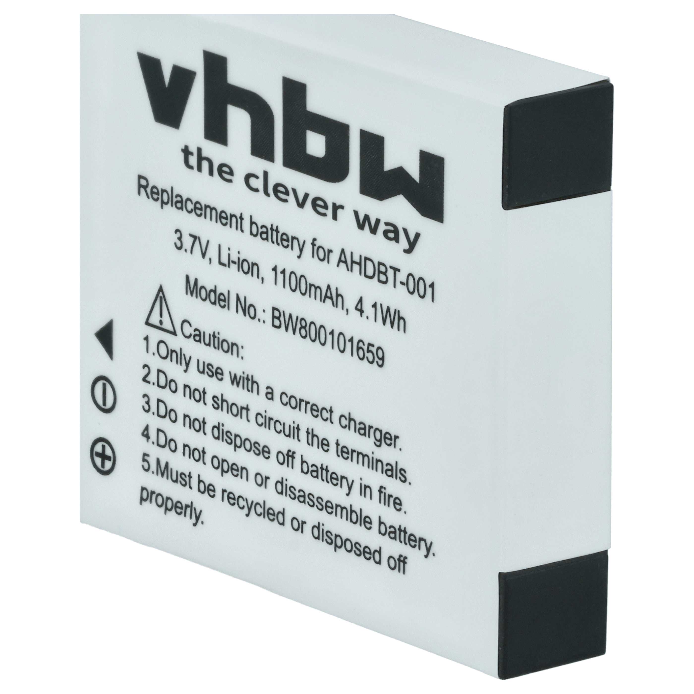 Videocamera Battery replaces GoPro ABPAK-001, AHDBT-002, AHDBT-001 - 1100 mAh 3.7 V Li-Ion
