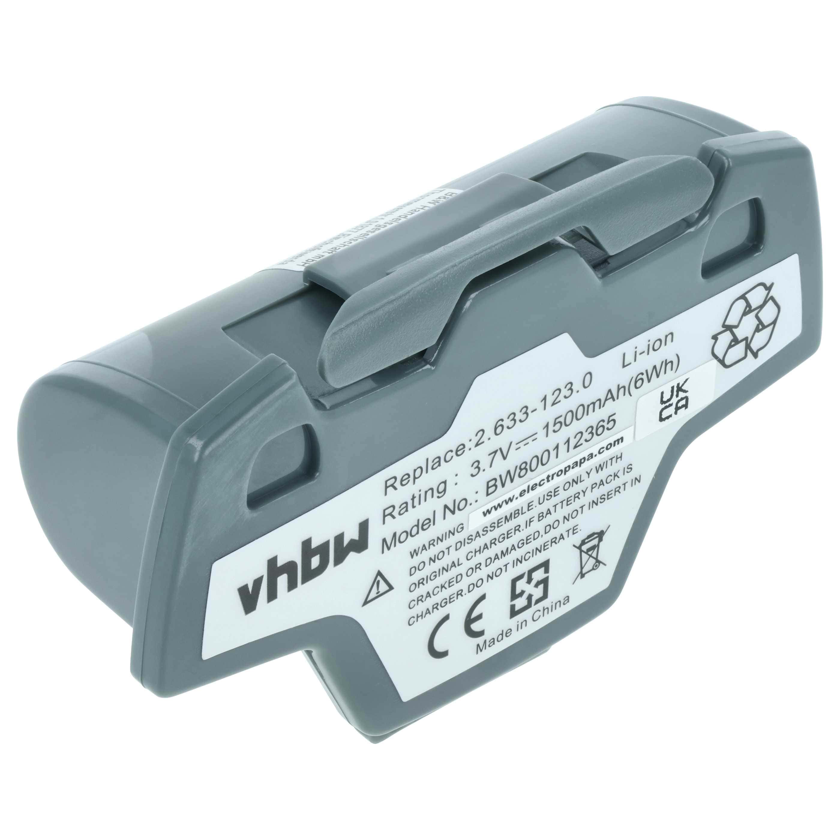 Battery replaces Kärcher 4.633-083.0, 2.633-123.0, 9.013-675.0 for Kärcher 1500mAh, 3.7V, Li-Ion