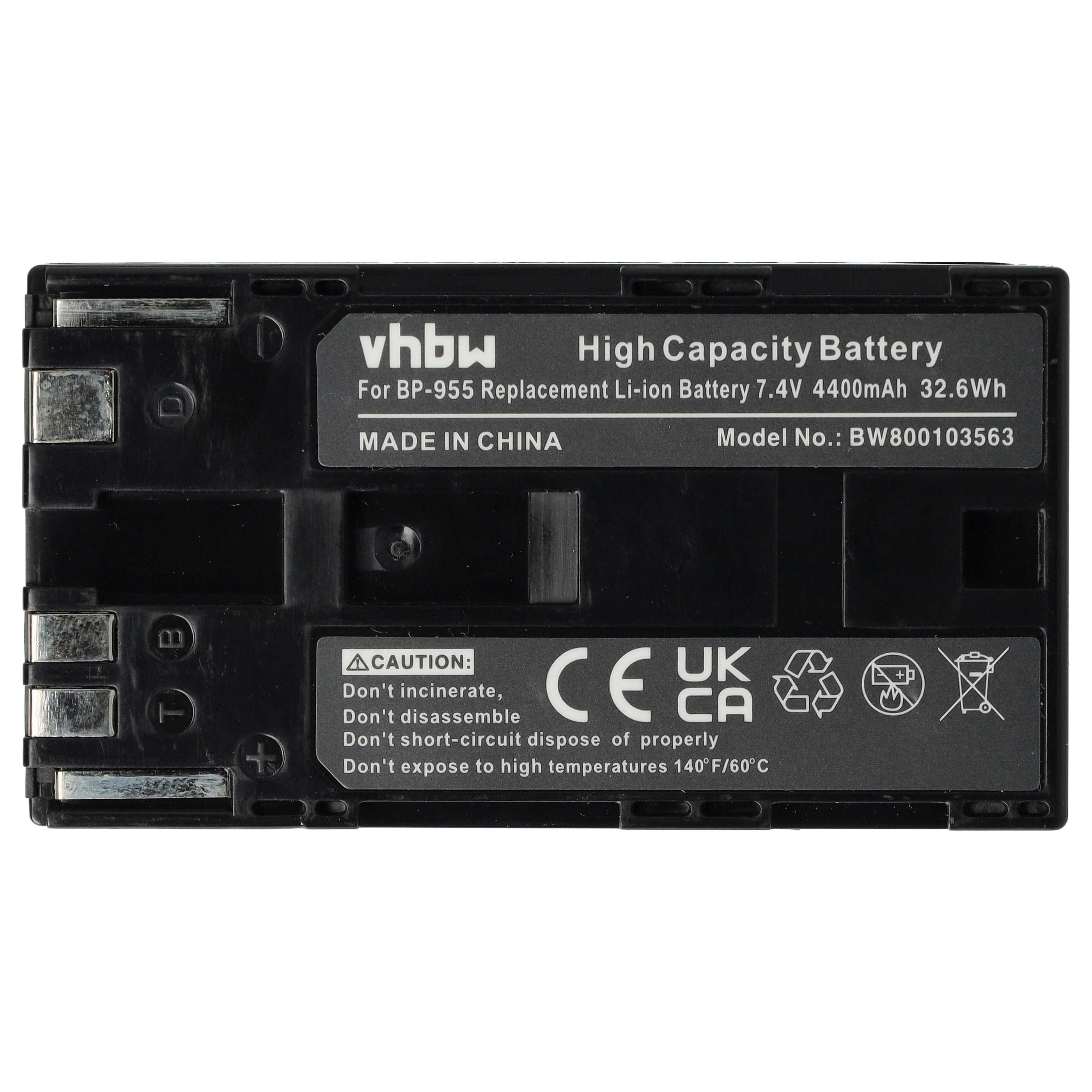 Videocamera Battery replaces Canon BP-975, BP-955 - 4400 mAh 7.4 V Li-Ion