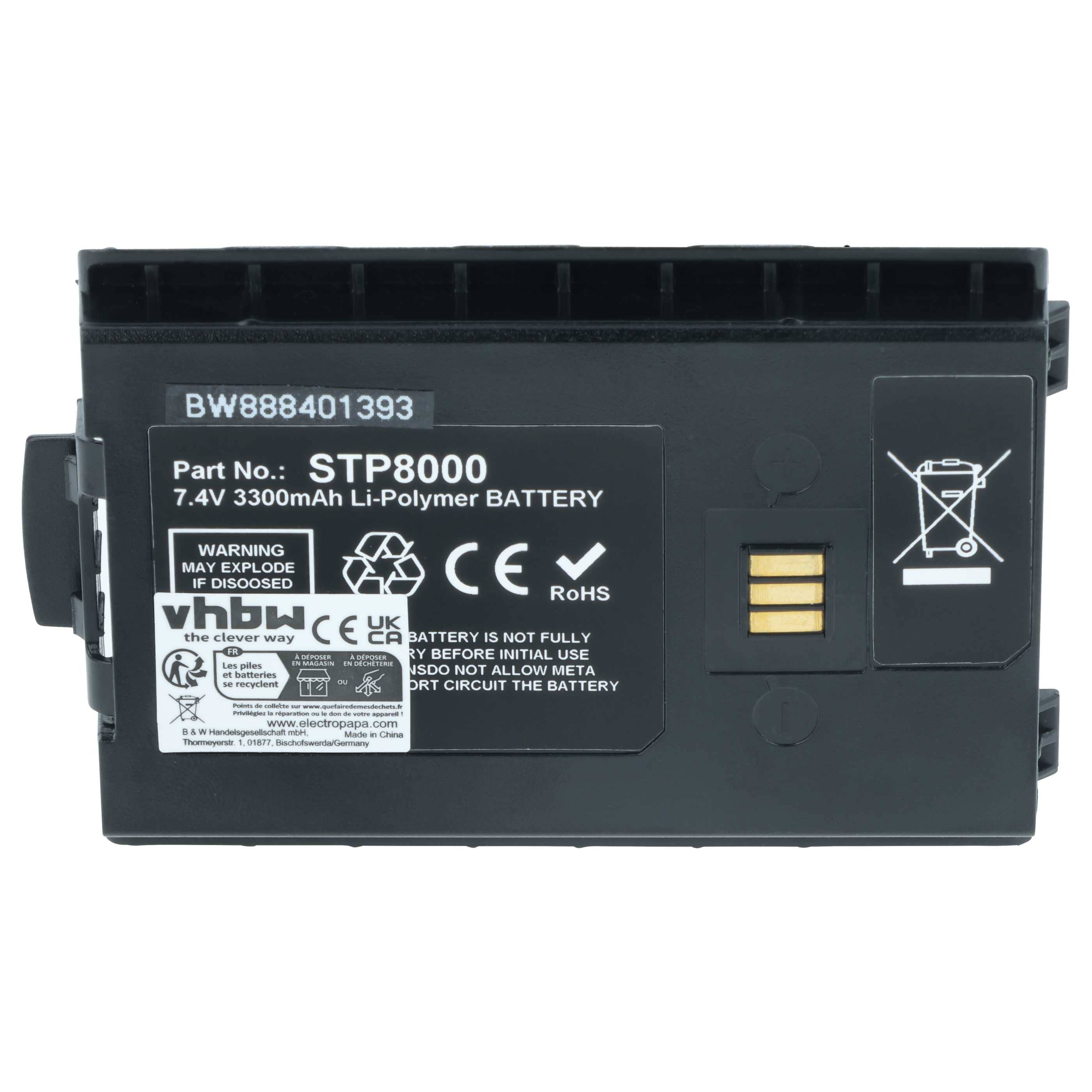 Radio Battery replaces Sepura 300-01174, 300-01175, 300-00635, 300-00631, 300-00634 - 3300 mAh 7.4 V Li-Ion