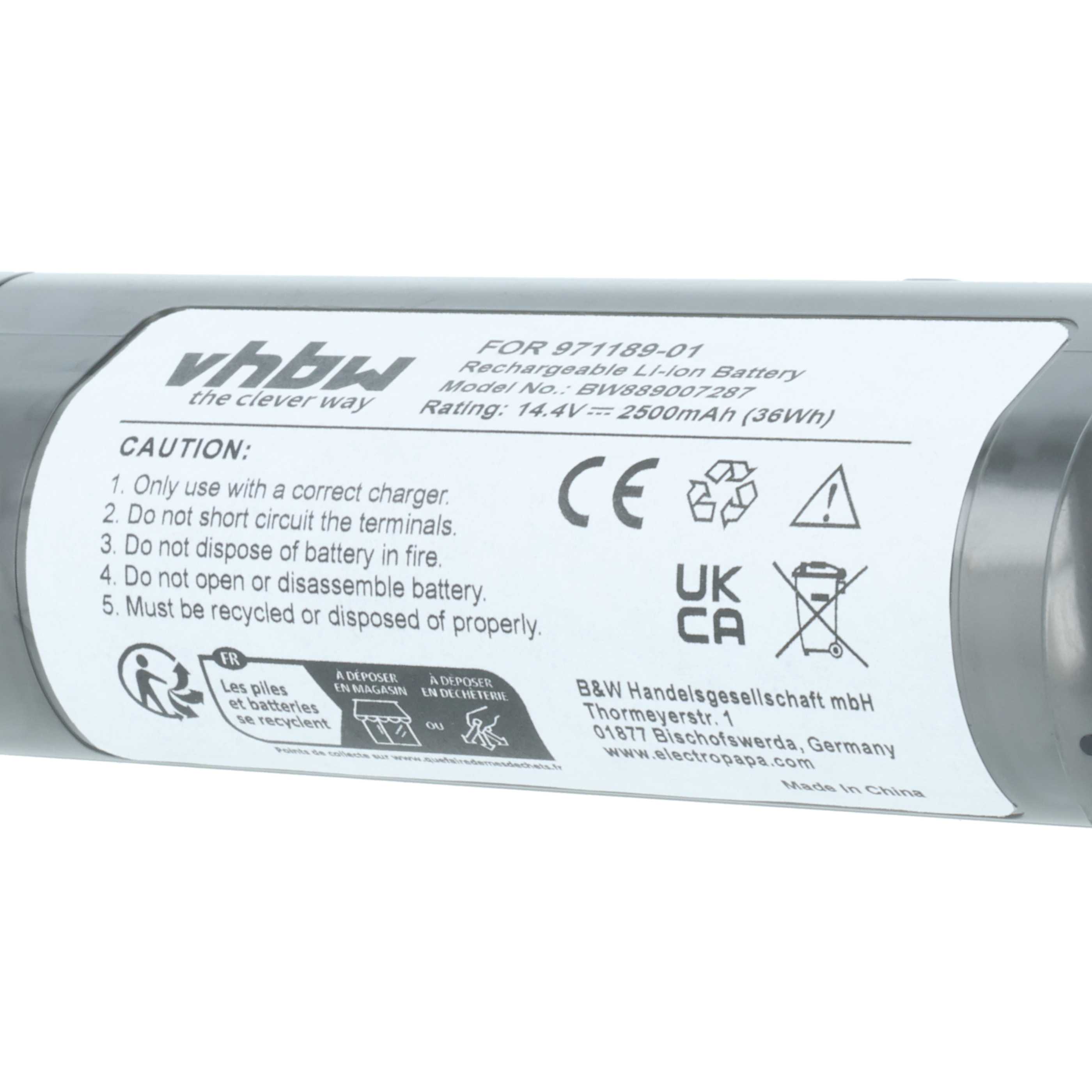 Battery replaces Dyson 971189-01, SV19, 414127-02 for Dyson 2500mAh, 14.4V, Li-Ion
