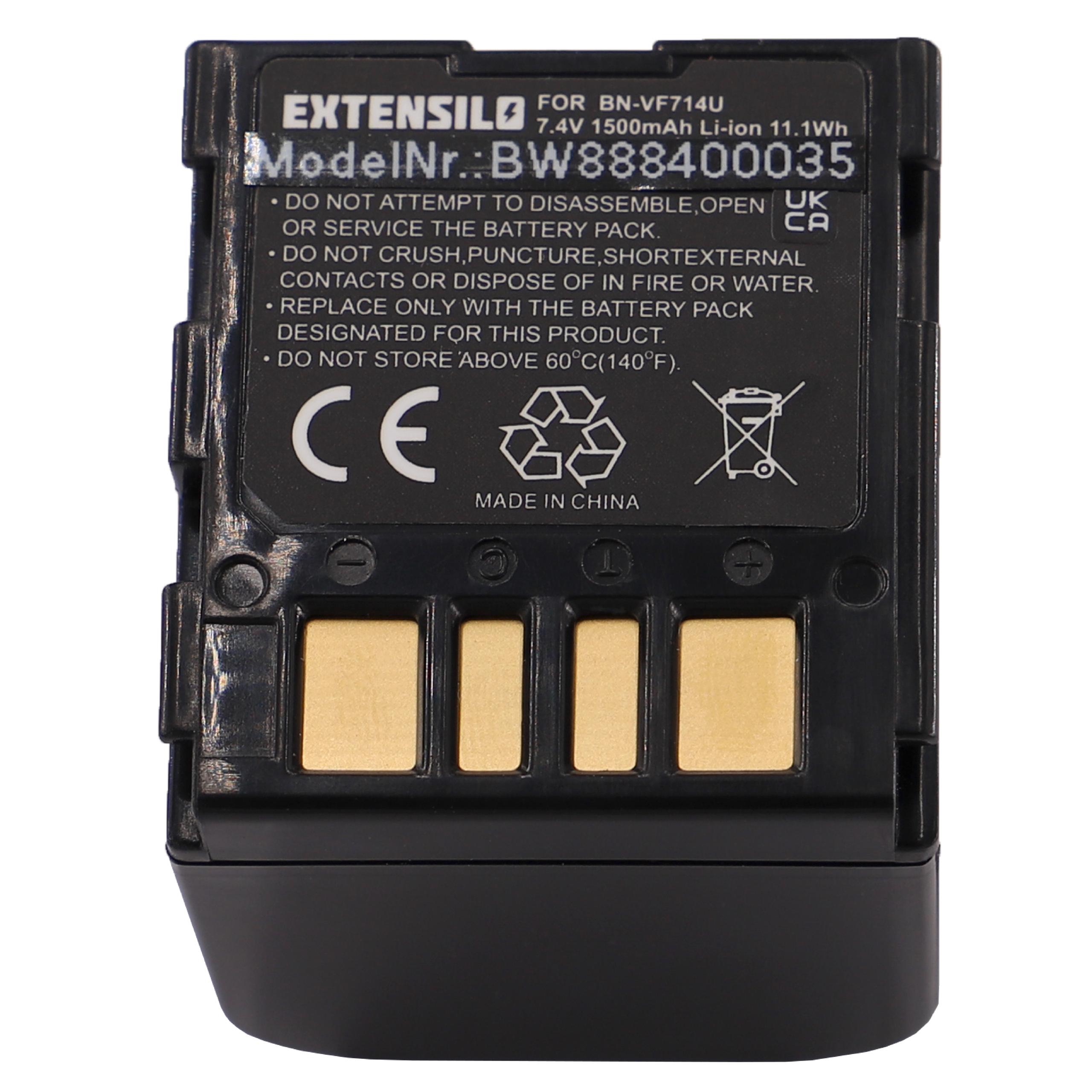 Batterie remplace JVC BN-VF707, BN-VF707U, BN-VF714, BN-VF714U pour appareil photo - 1500mAh 7,4V Li-ion