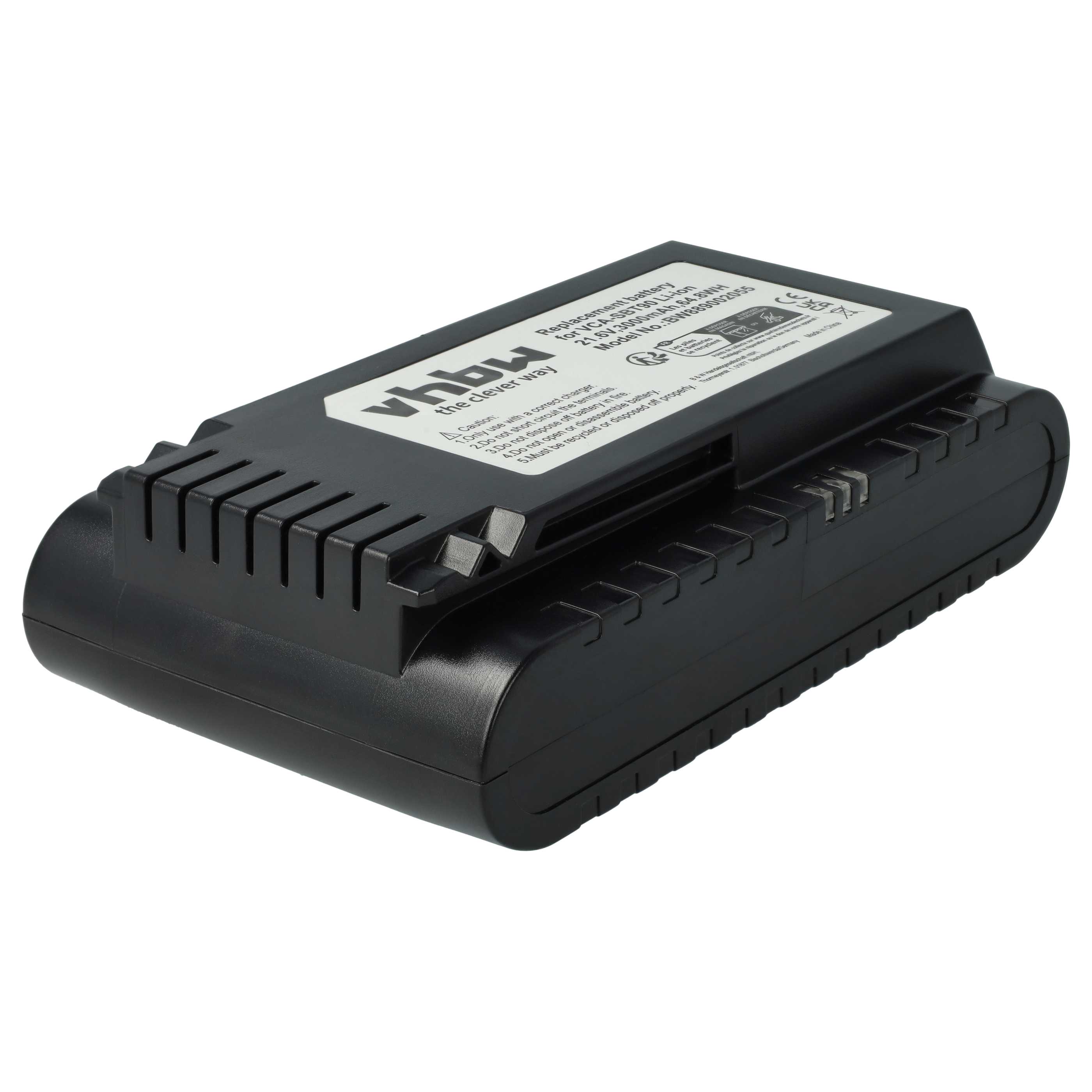 Batería reemplaza Samsung VCA-SBT90, DJ96-00221A para aspiradora Samsung - 3000 mAh 21,6 V Li-Ion negro