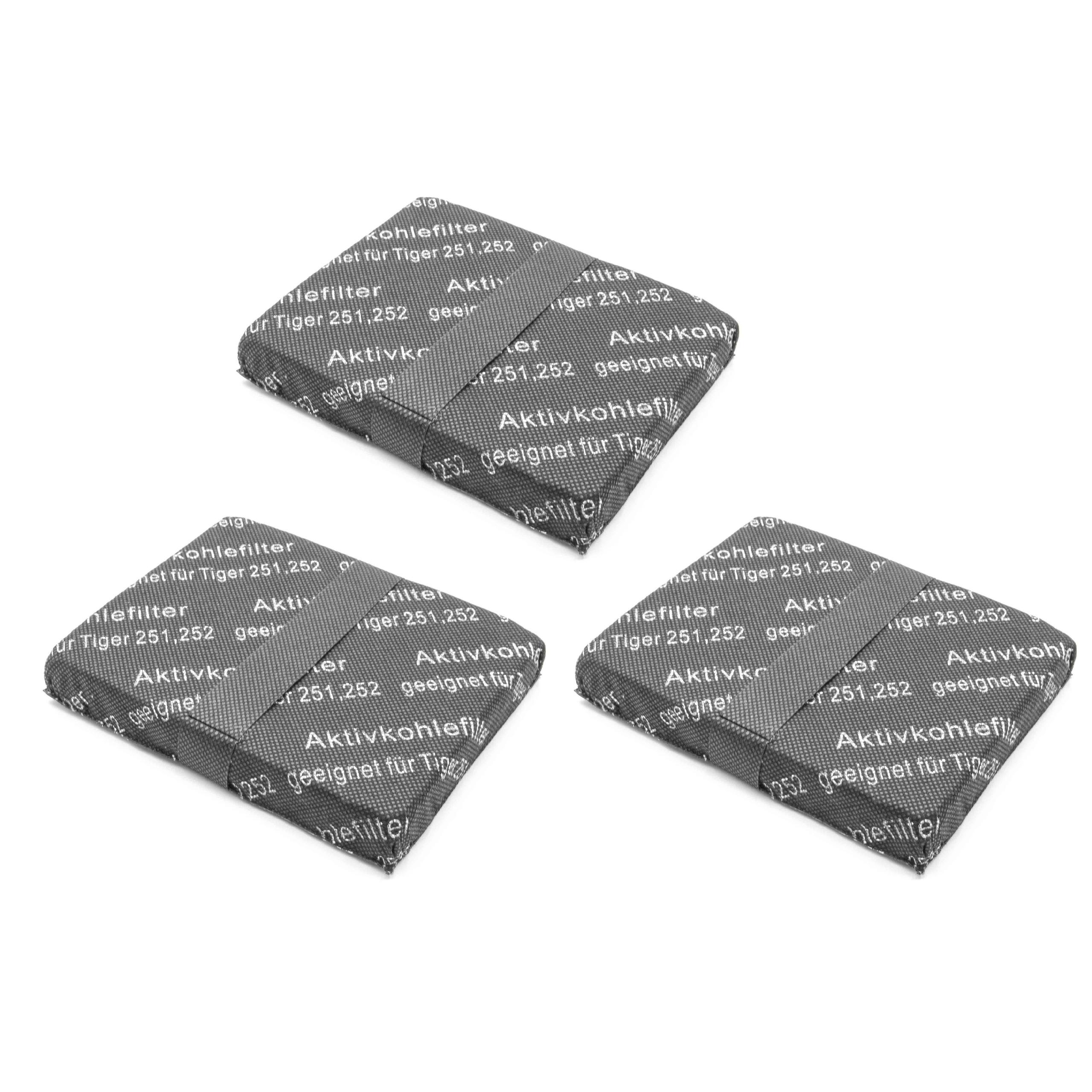 3x activated carbon filter suitable for Vorwerk Tiger 250, 251, 252, 260 Vacuum Cleaner