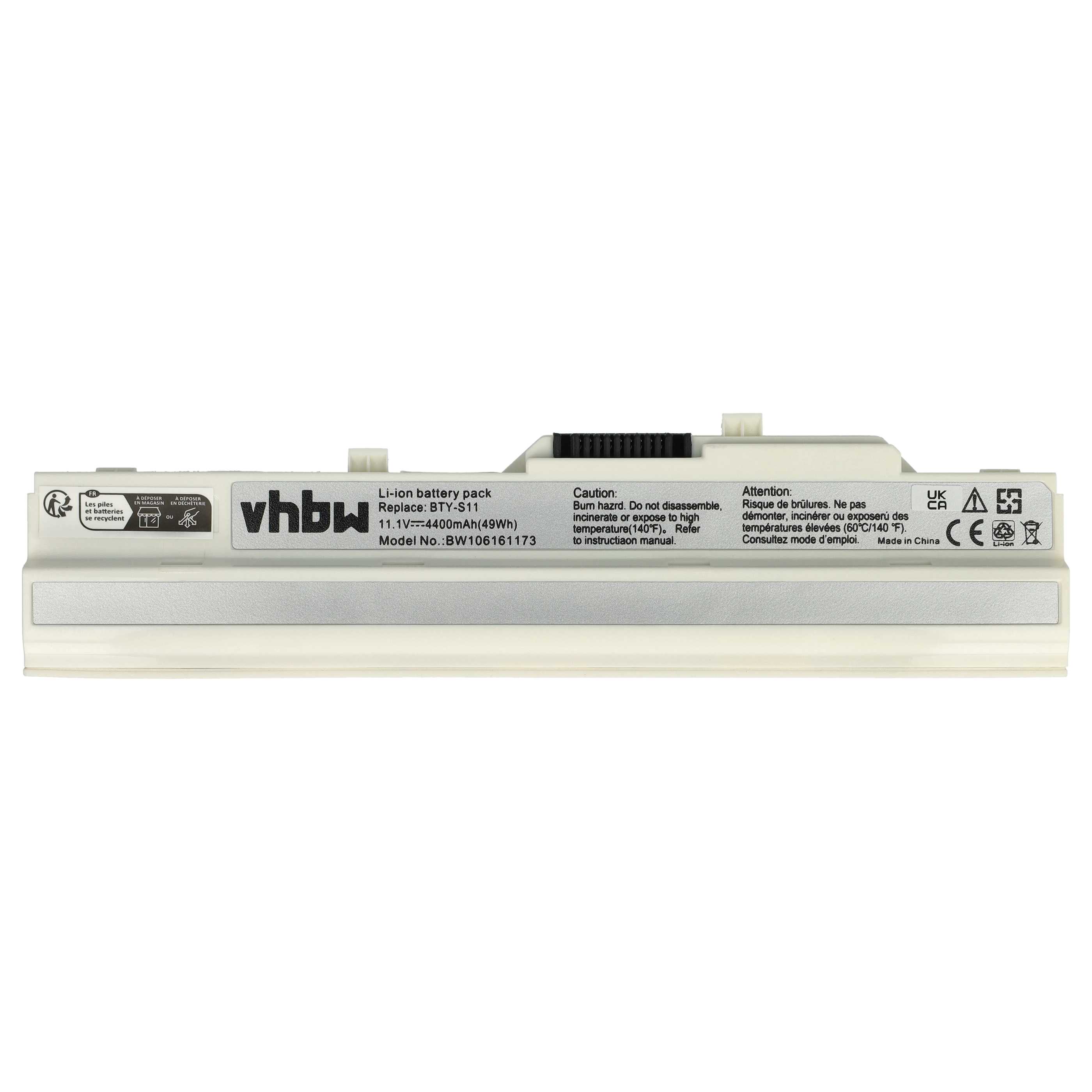 Batterie remplace Medion BTY-S11 pour ordinateur portable - 4400mAh 11,1V Li-ion, blanc