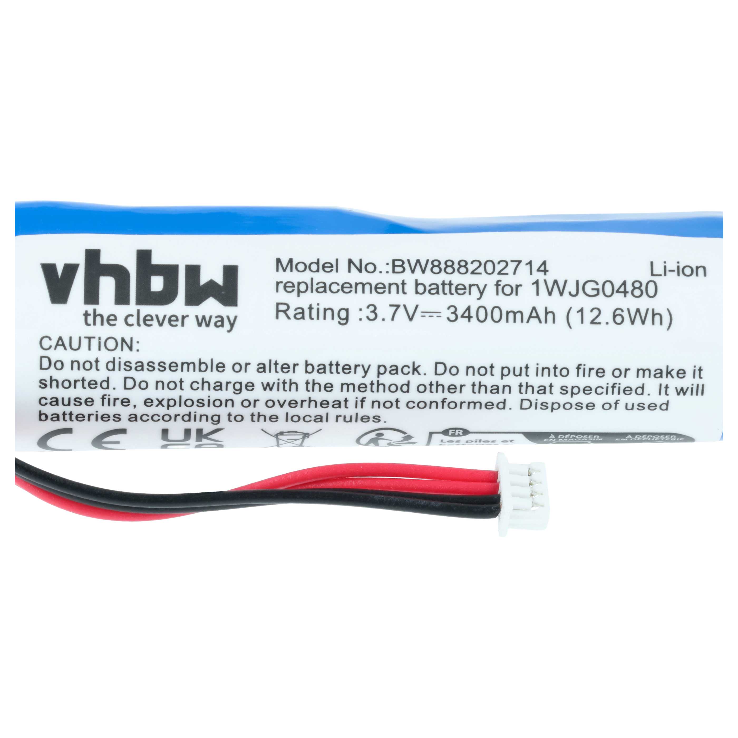 Batteria per controller drone, telecomando sostituisce DJI 1WJG0480, TI100782 - 3400mAh 3,7V Li-Ion