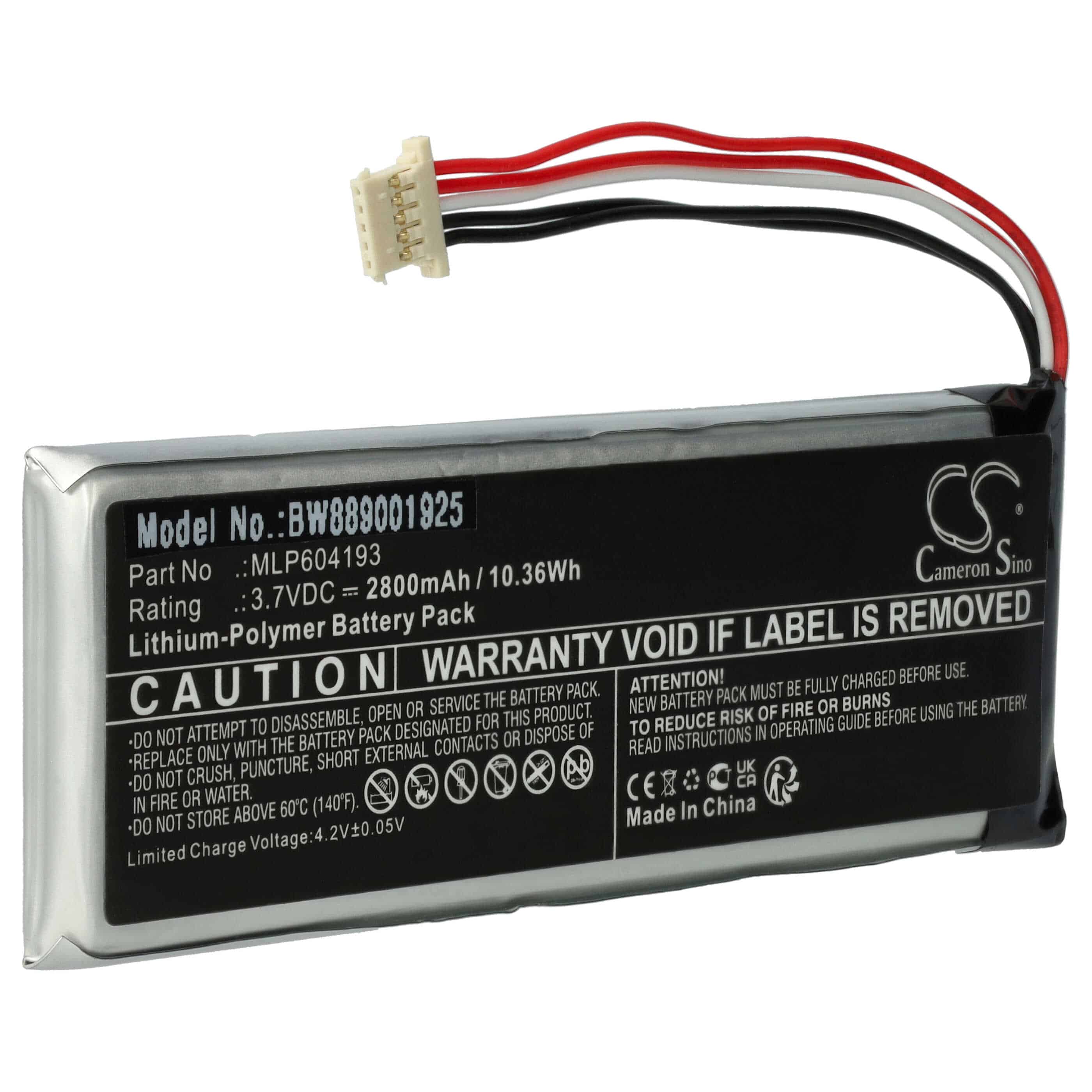 vhbw 1x batteria sostituisce Autel MLP604193 per dispositivo di diagnostica (2800mAh, 3,7V, Li-Poly)