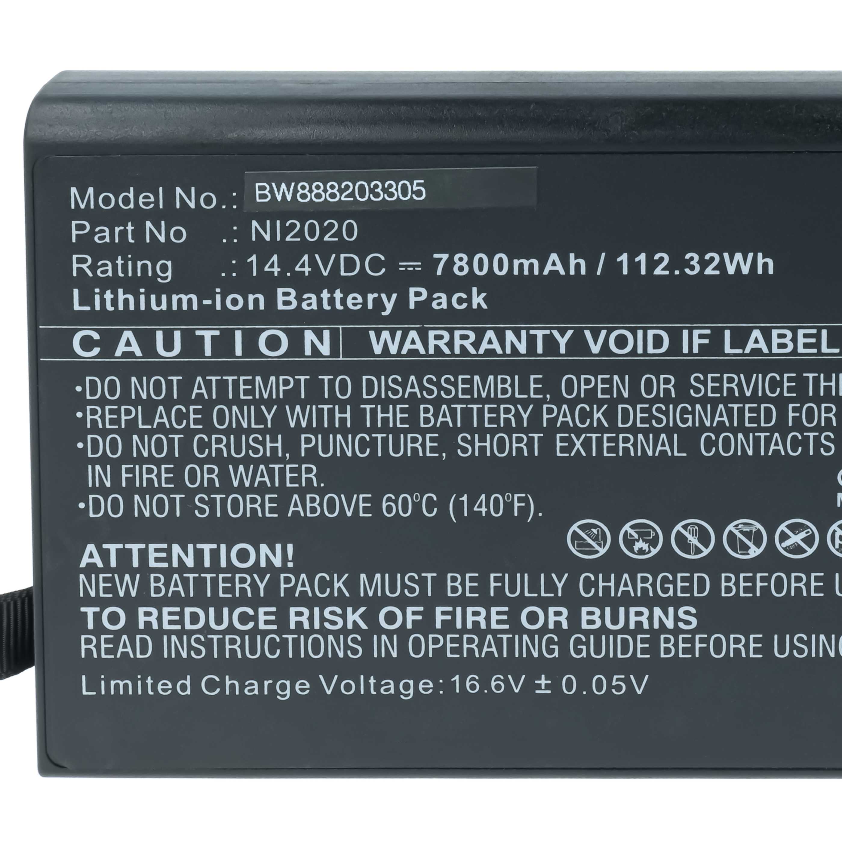 Batería reemplaza Inspired Energy NI2020A24, NI2020 para tecnología médica (7800 mAh, 14,4 V, Li-Ion)