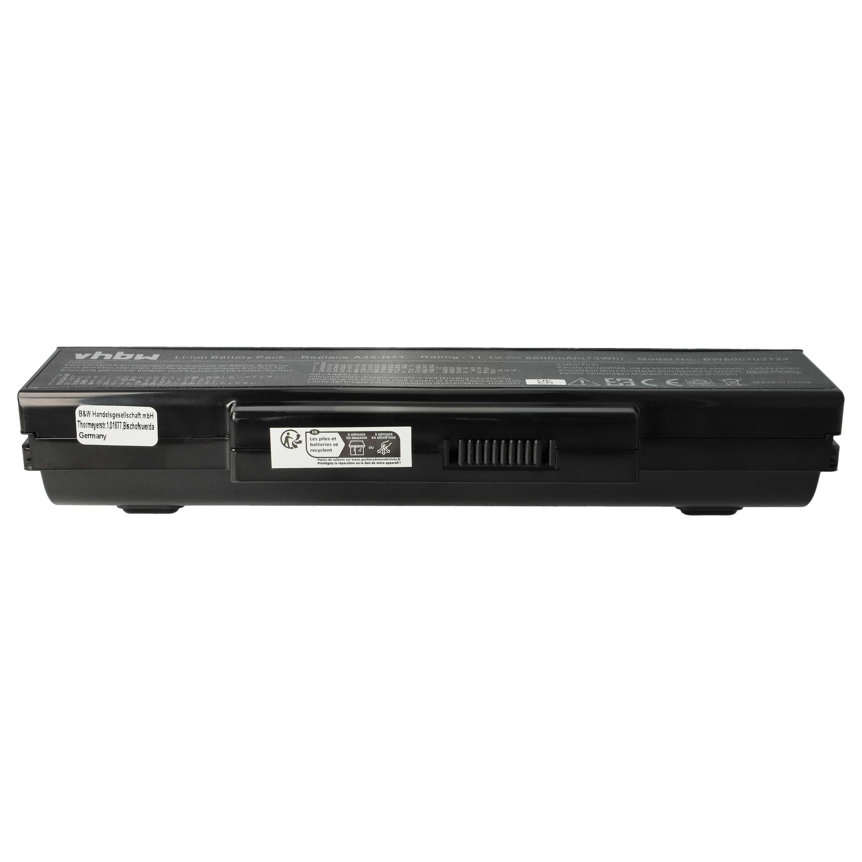 Akumulator do laptopa zamiennik Asus 70-NX01B1000Z, 70-NXH1B1000Z - 6600 mAh 11,1 V Li-Ion, czarny