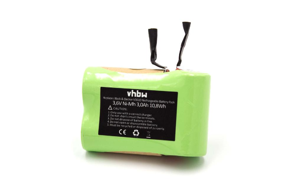 Batterie remplace Black & Decker 5100363-03 pour aspirateur - 3000mAh 3,6V NiMH