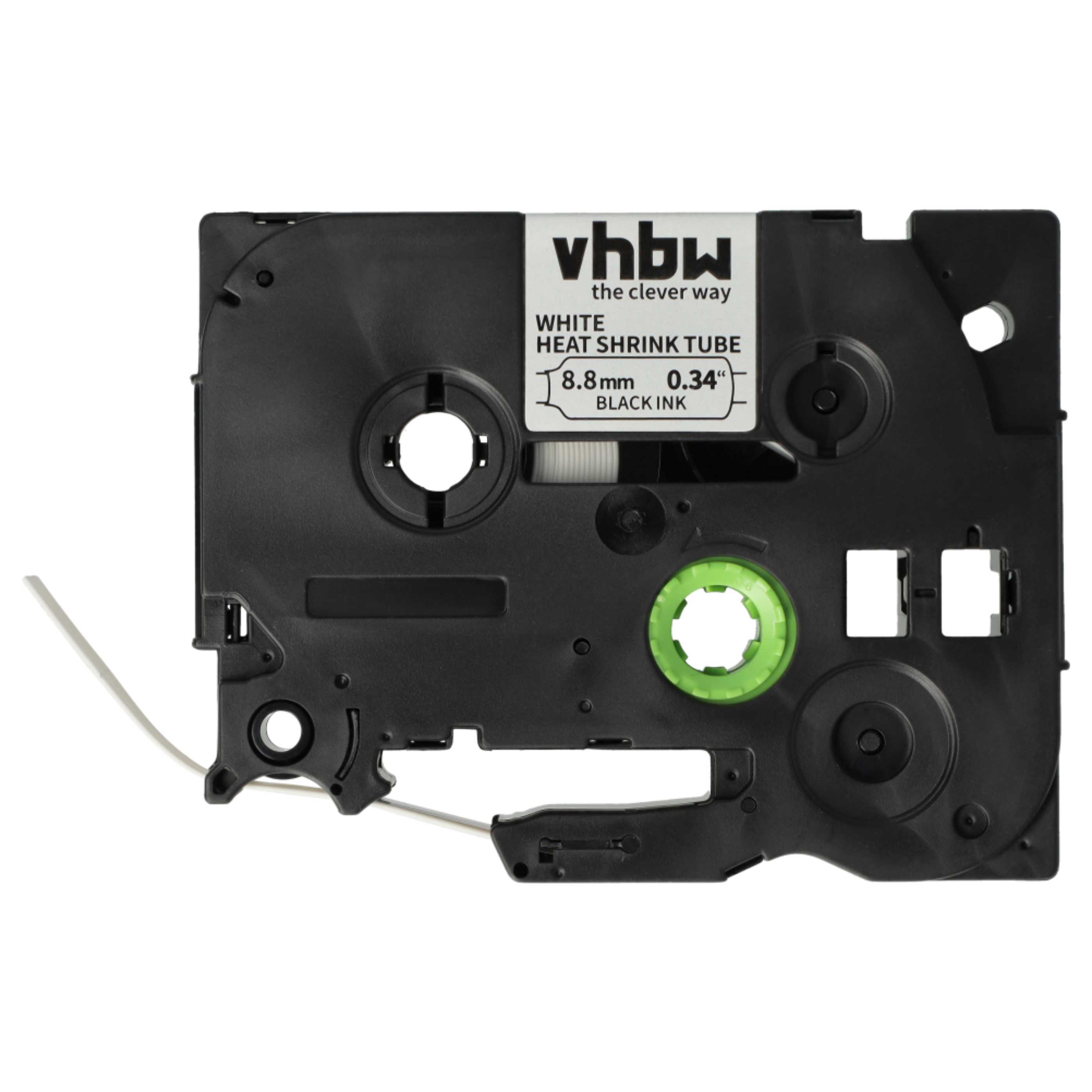 Cassette à ruban remplace Brother AHS-221, HS221 - lettrage Noir ruban Blanc, thermorétractable, 8,8 mm