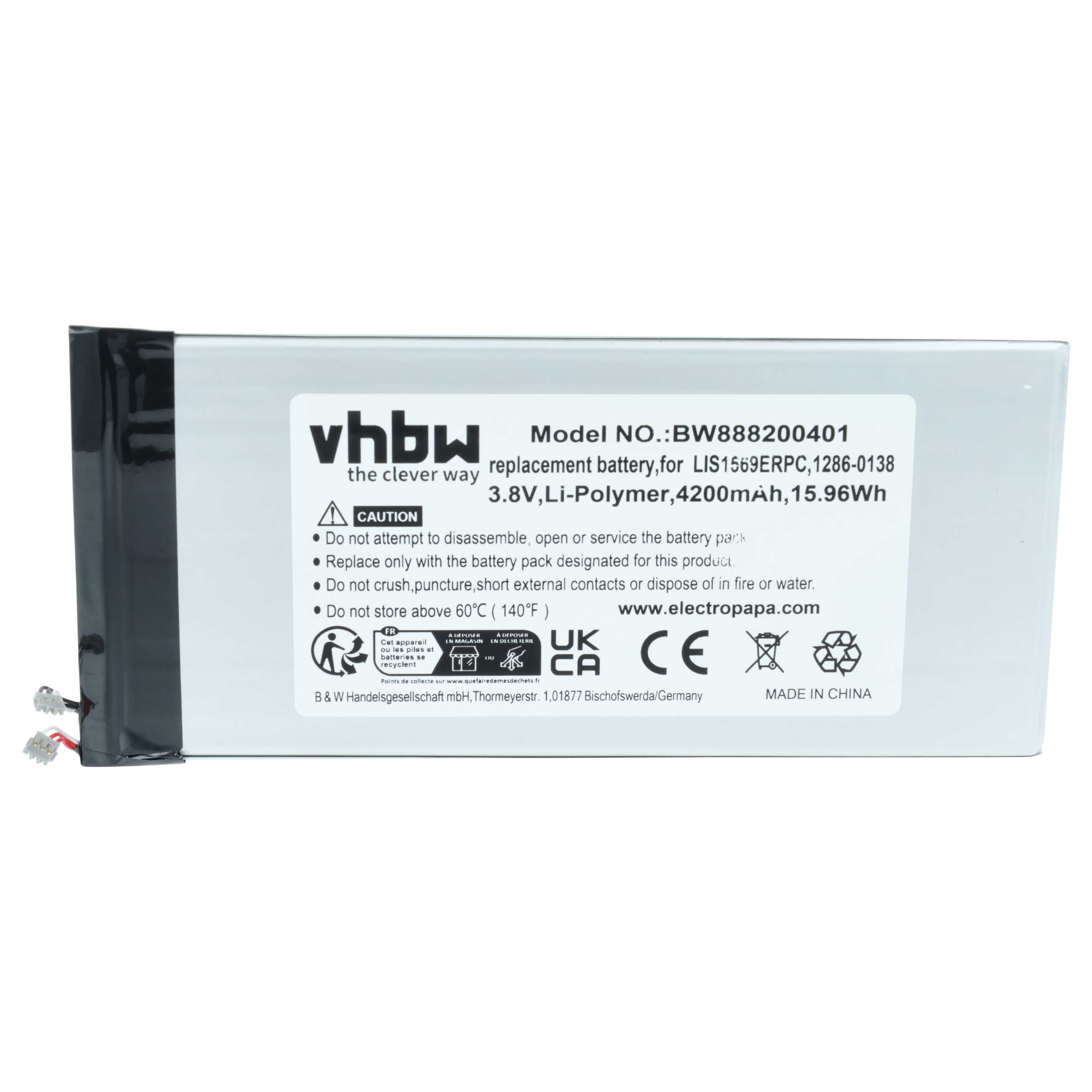 Akumulator do telefonu smartfona zamiennik Sony LIS1569ERPC, 1286-0138 - 4200 mAh 3,8 V LiPo