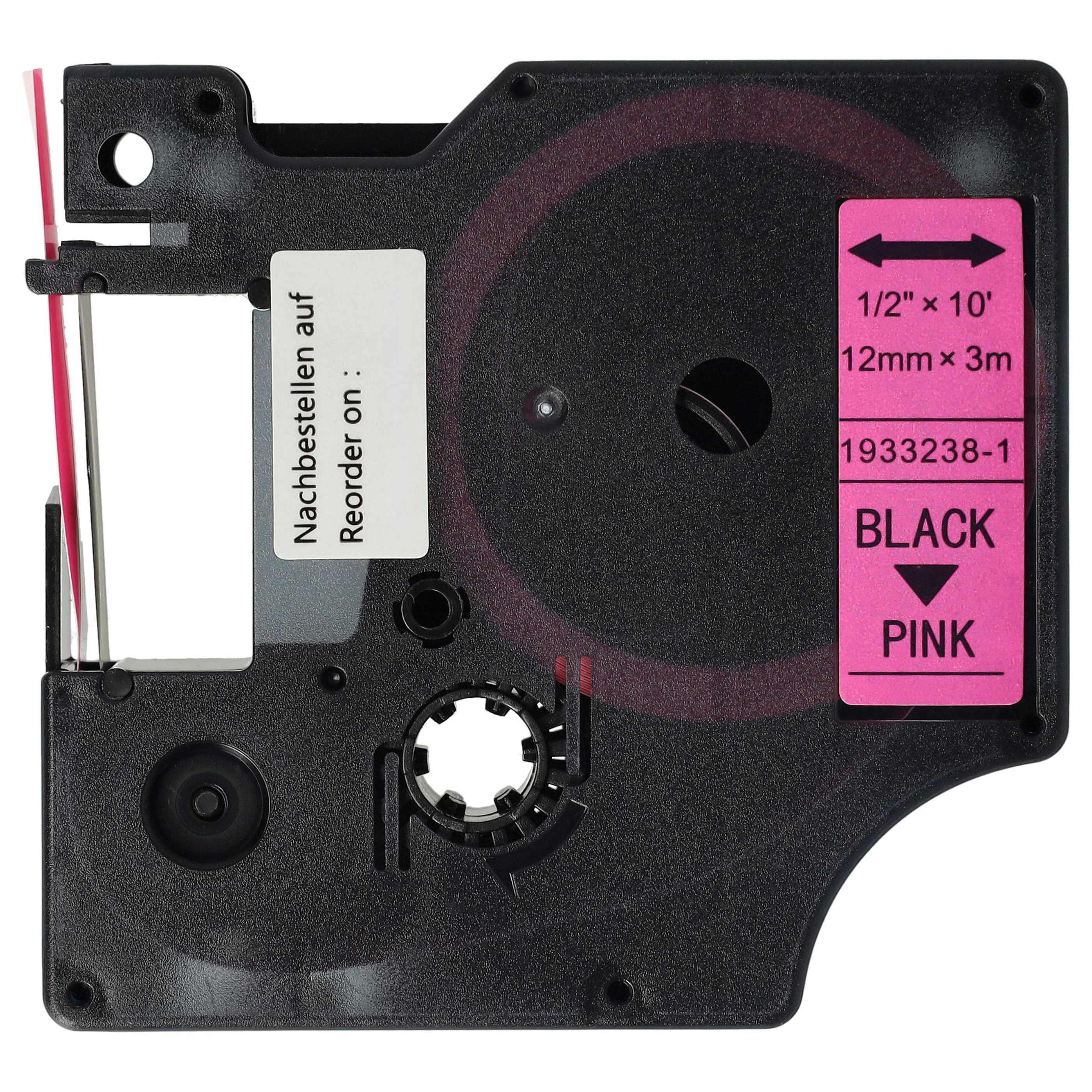Cassetta nastro sostituisce Dymo D1, 1933238-1 per etichettatrice 12mm nero - rosa fluo