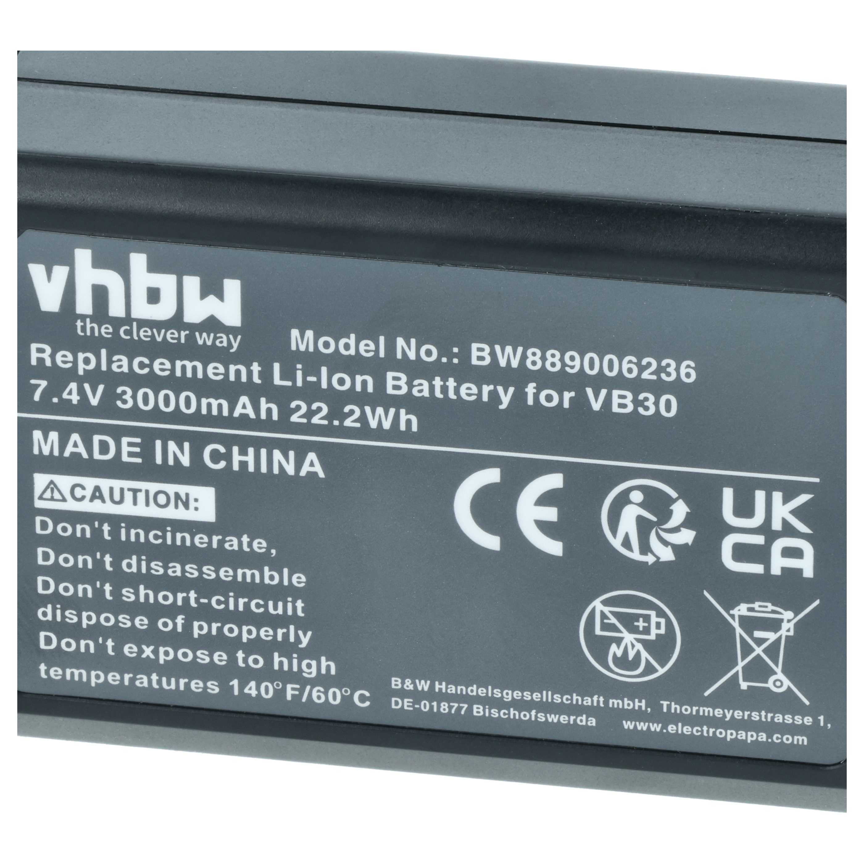 Camera Flash Unit 2x Battery replaces Godox VB30 - 3000 mAh 7.4 V Li-Ion