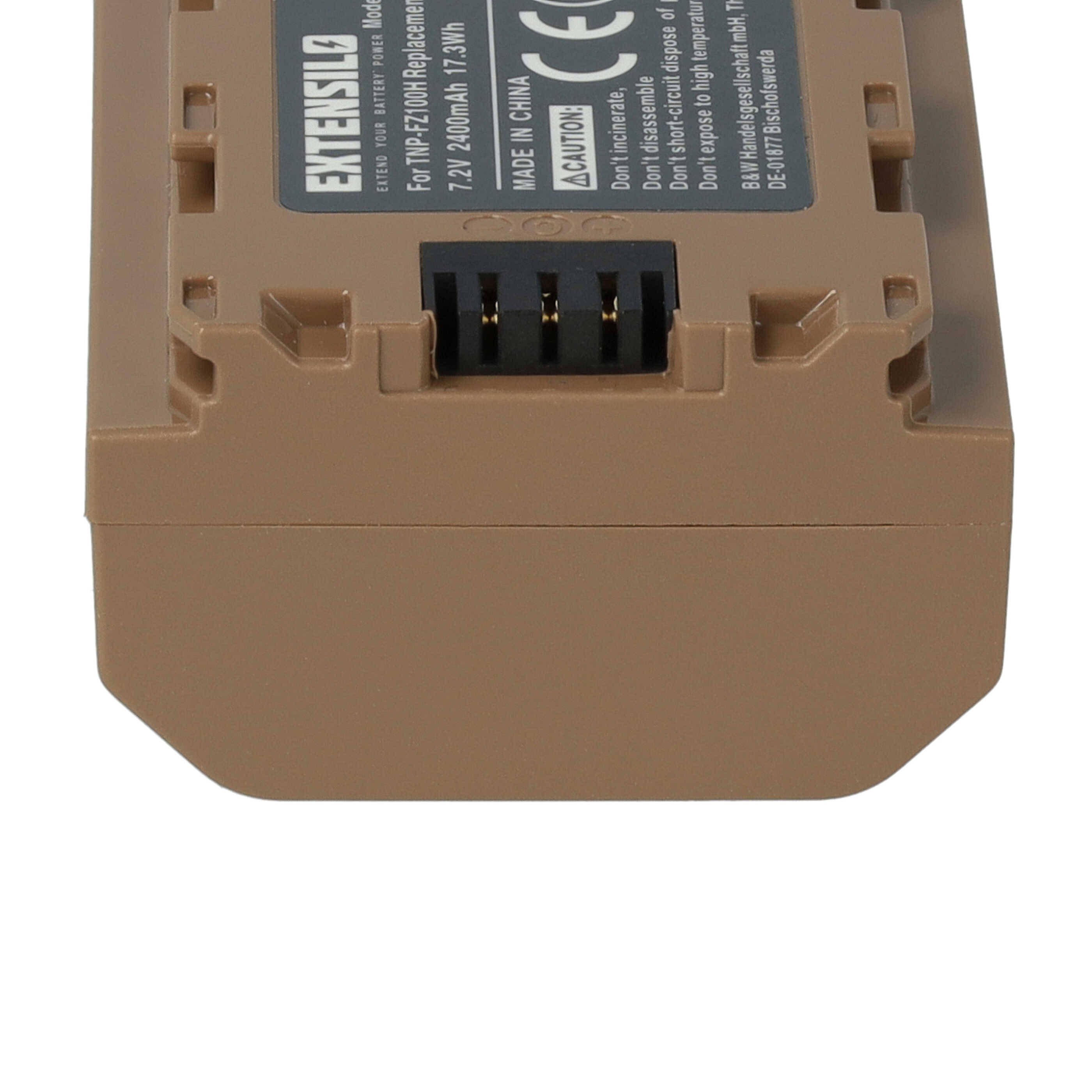 Battery replaces Sony NP-FZ100 - 2400mAh, 7.2V, Li-Ion, with USB C Socket