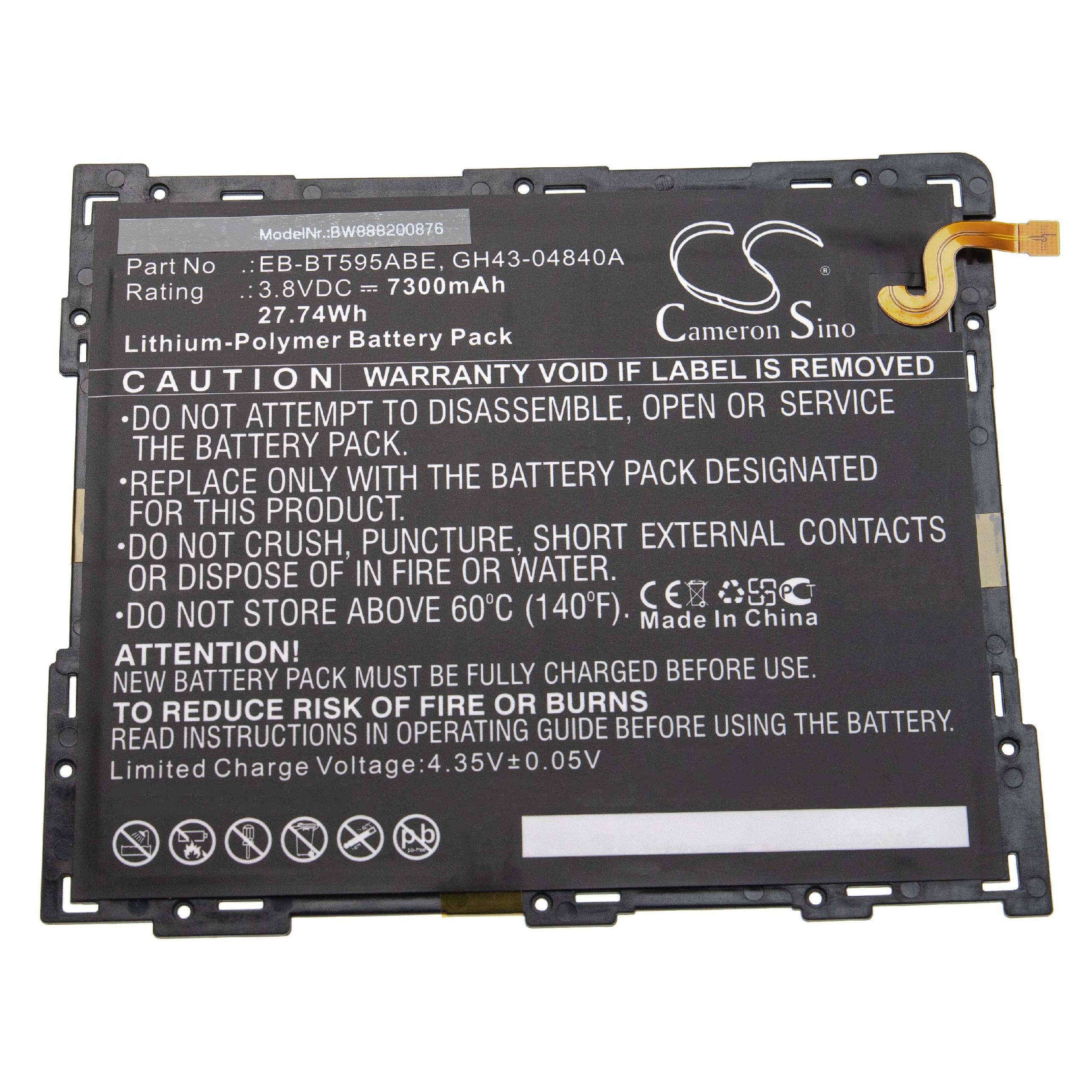 Tablet Battery Replacement for Samsung GH43-04840A, EB-BT595ABE - 7300mAh 3.8V Li-polymer