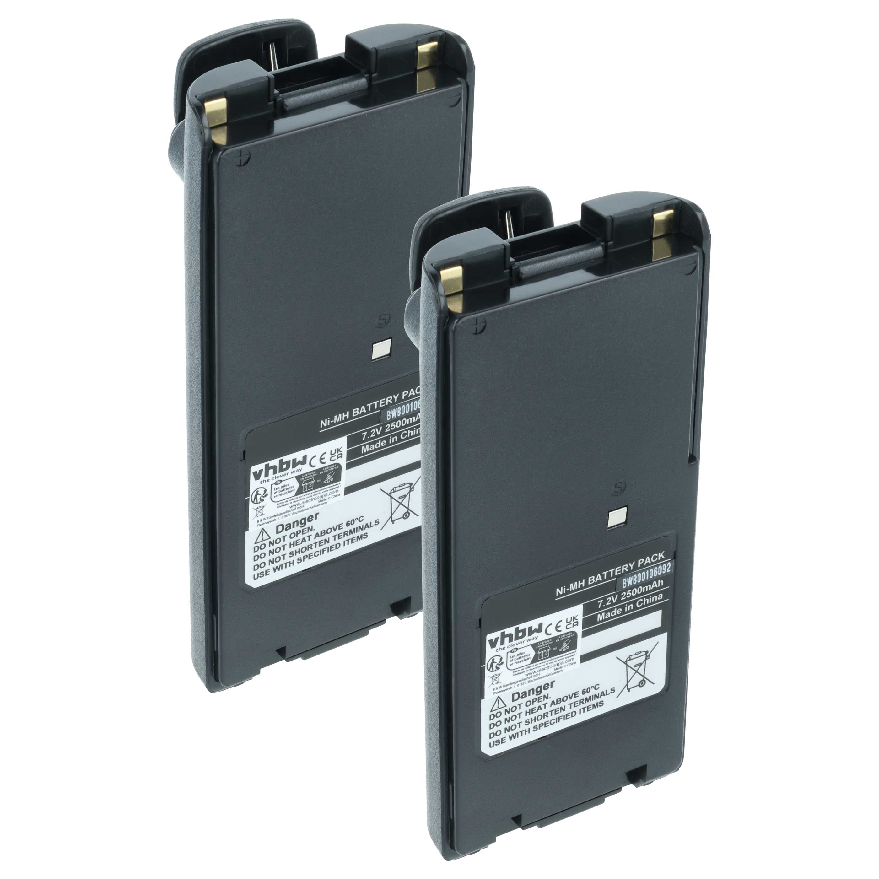 2x Batteria sostituisce Icom BP-210N, BP-210, BP-209N, BP-209 per dispositivo radio - 2500mAh 7,2V NiMH