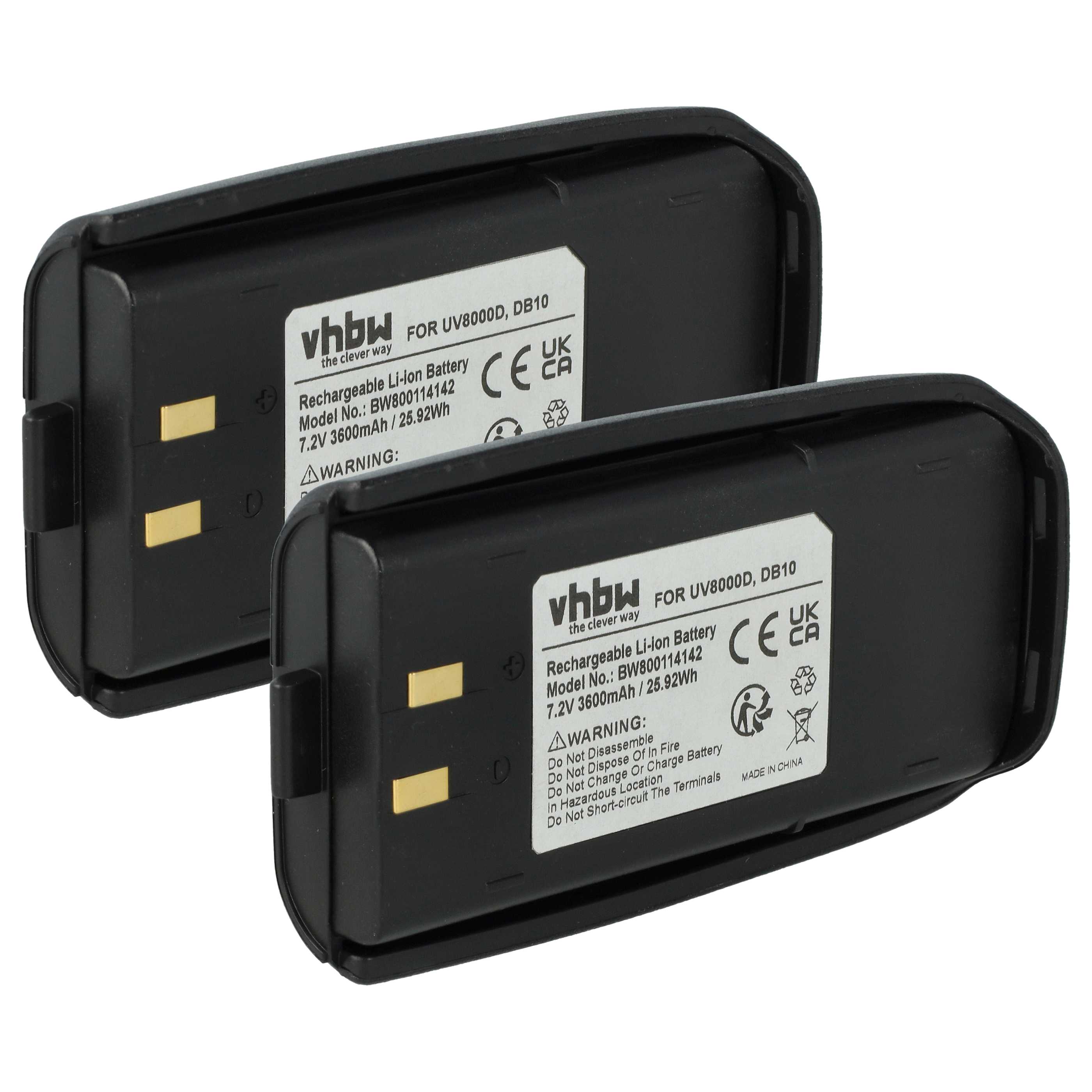 Radio 2x Battery replaces UV8000D, DB10 - 3600 mAh 7.2 V Li-Ion
