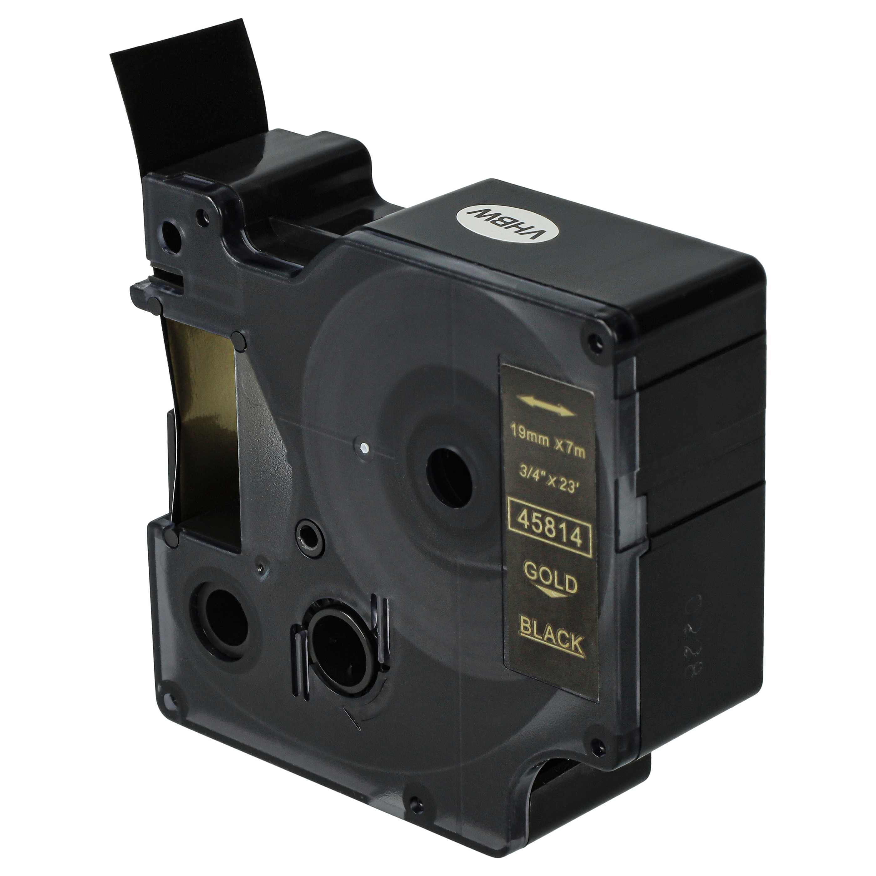 Label Tape replaces Dymo D1, 45814 - 19 mm Gold to Black