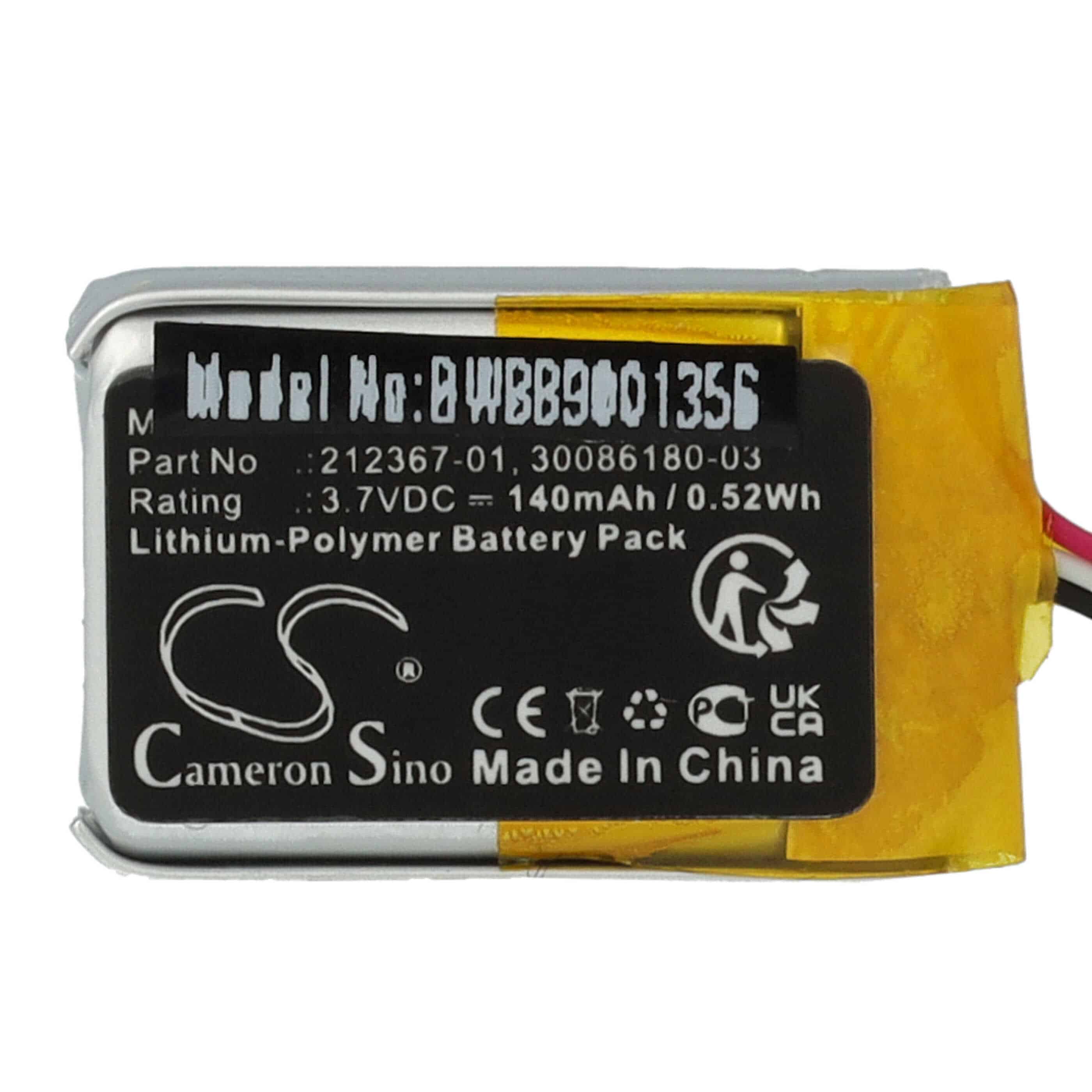 Batterie remplace Plantronics 212367-01 (3 pin), 212367-01 pour casque audio - 140mAh 3,7V Li-polymère