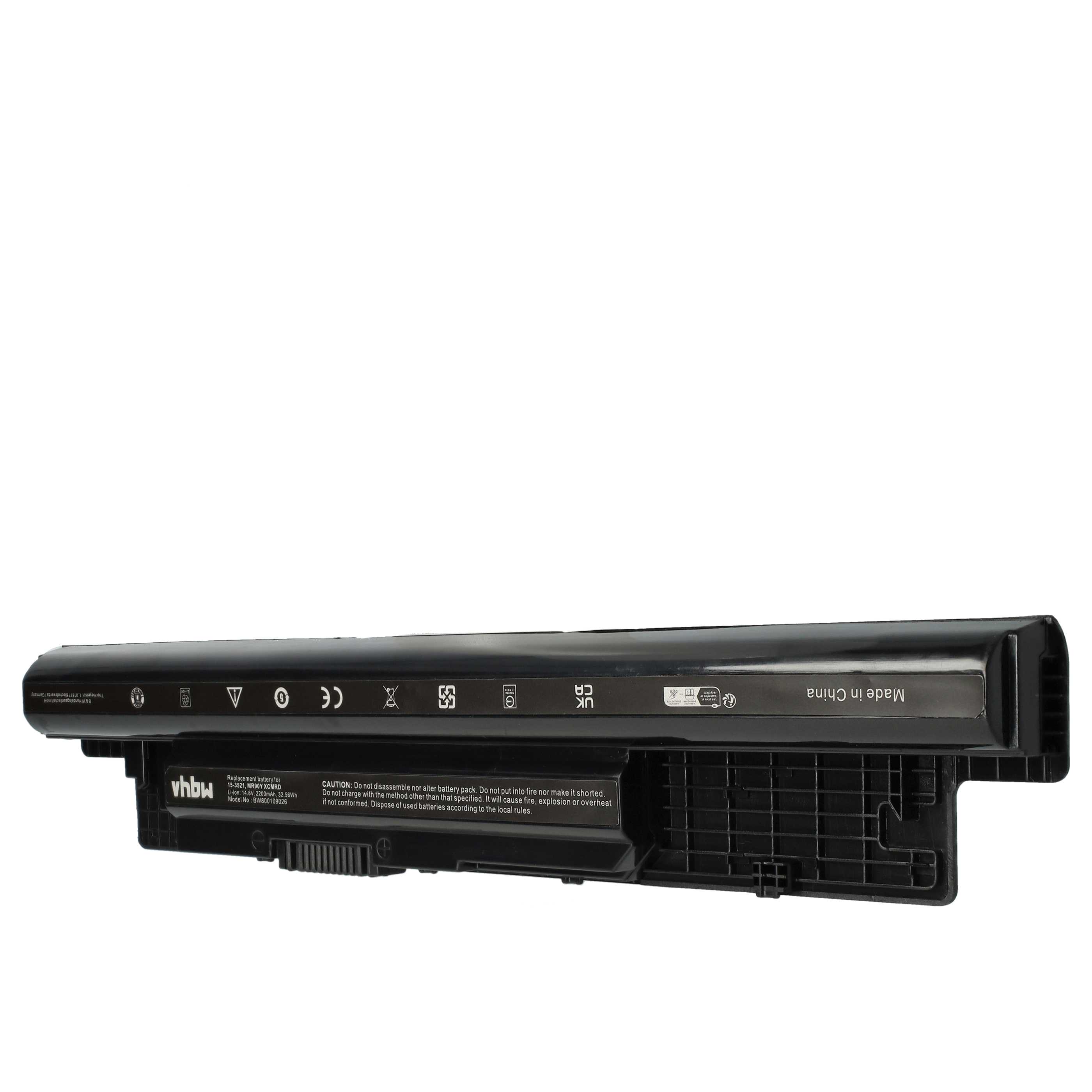 Batterie remplace Dell 312-1387, 24DRM, 0MF69, 312-1390 pour ordinateur portable - 2200mAh 14,8V Li-ion, noir