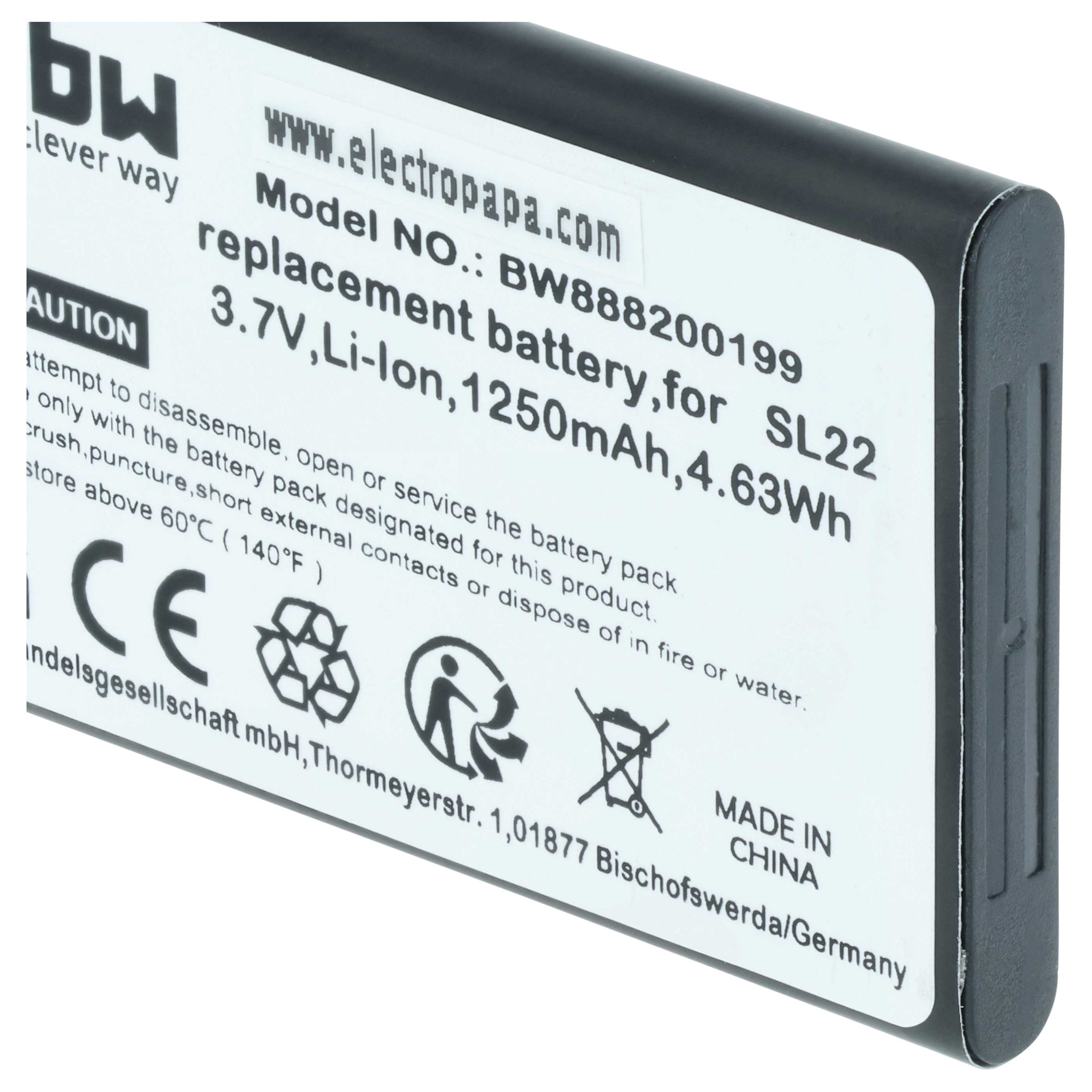 Handheld Computer Battery replaces Honeywell 3159122, 26111710, BAT-MOB00, 55-003233-01 - 1250mAh, 3.7V