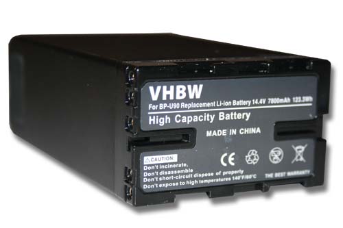 Batterie remplace Sony BP-U90, BP-U60, BP-U30, BP-U95 pour caméscope - 7800mAh 14,8V Li-ion avec puce