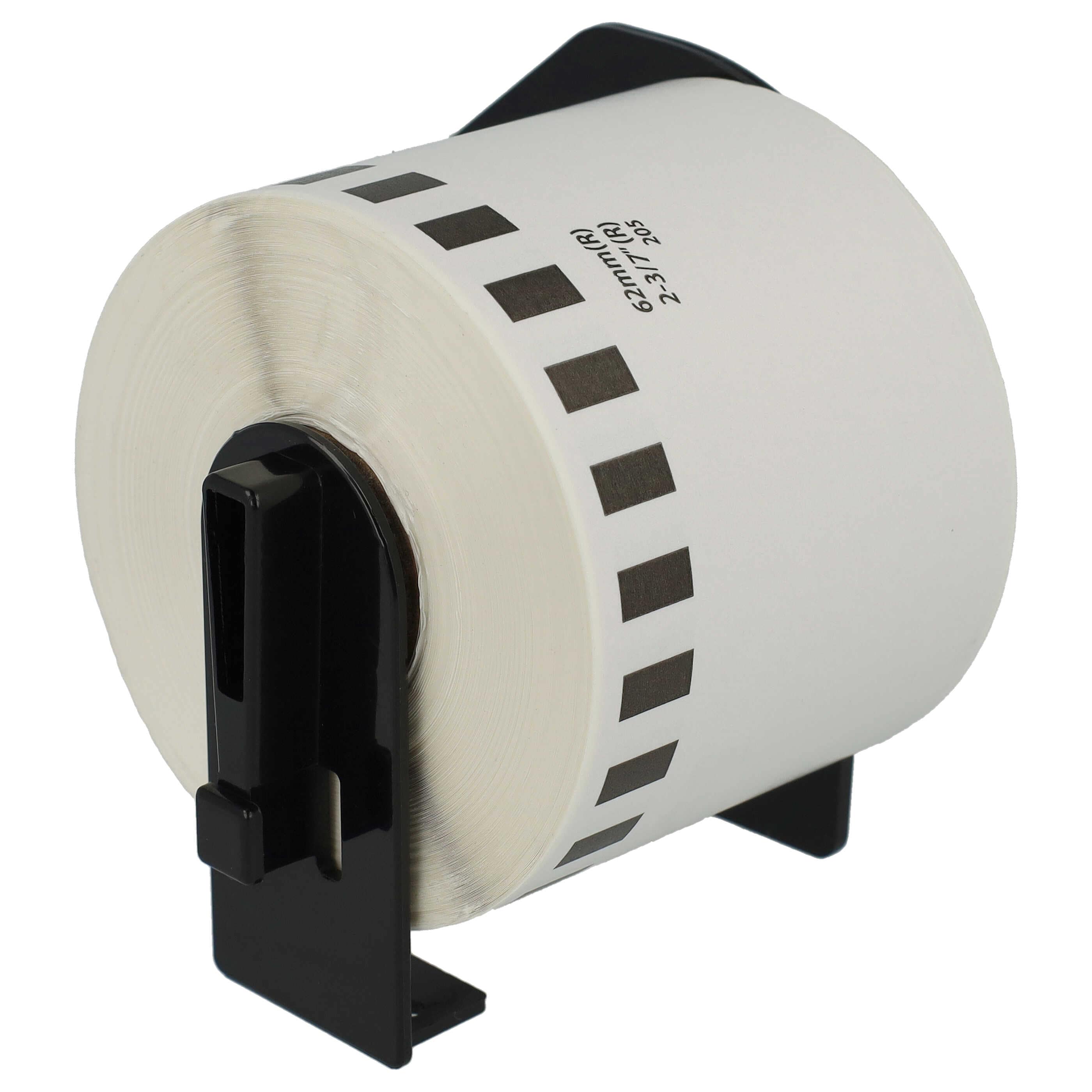 2x Label Roll replaces Brother DK-44205 Labeller - Premium 62 mm x 30.48 m + Holder